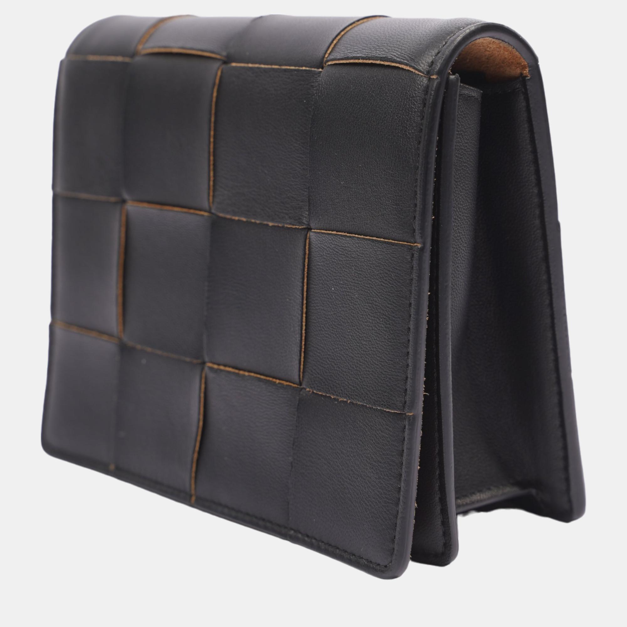 Bottega Veneta Cassette Bag Black Calfskin Leather Mini