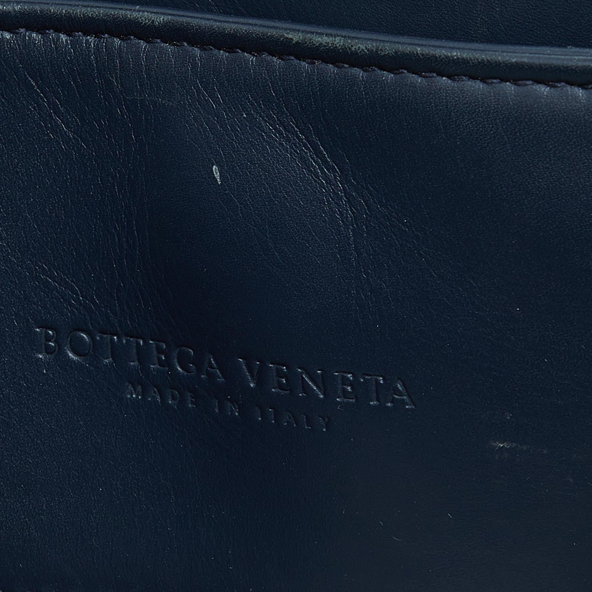 Bottega Veneta Blue Intrecciato Leather Small Roma Tote