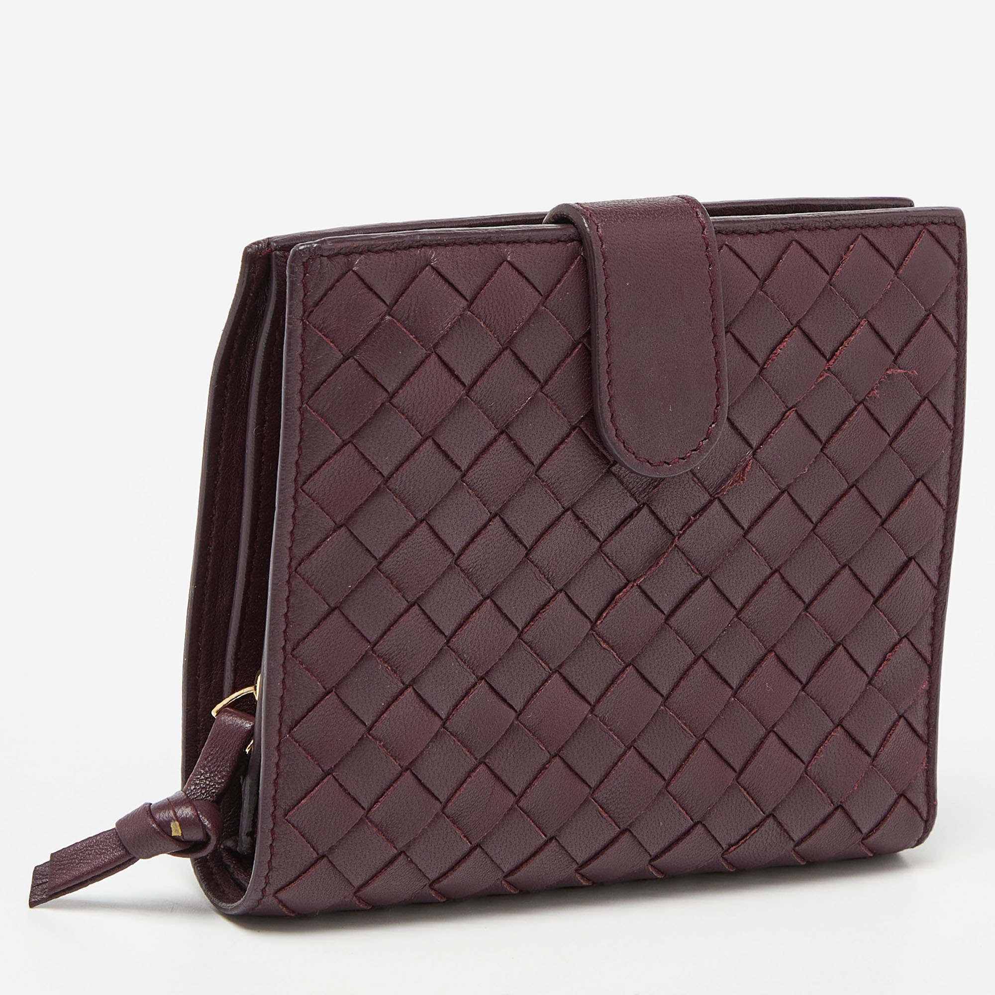 Bottega Veneta Purple Intrecciato Leather French Flap Wallet