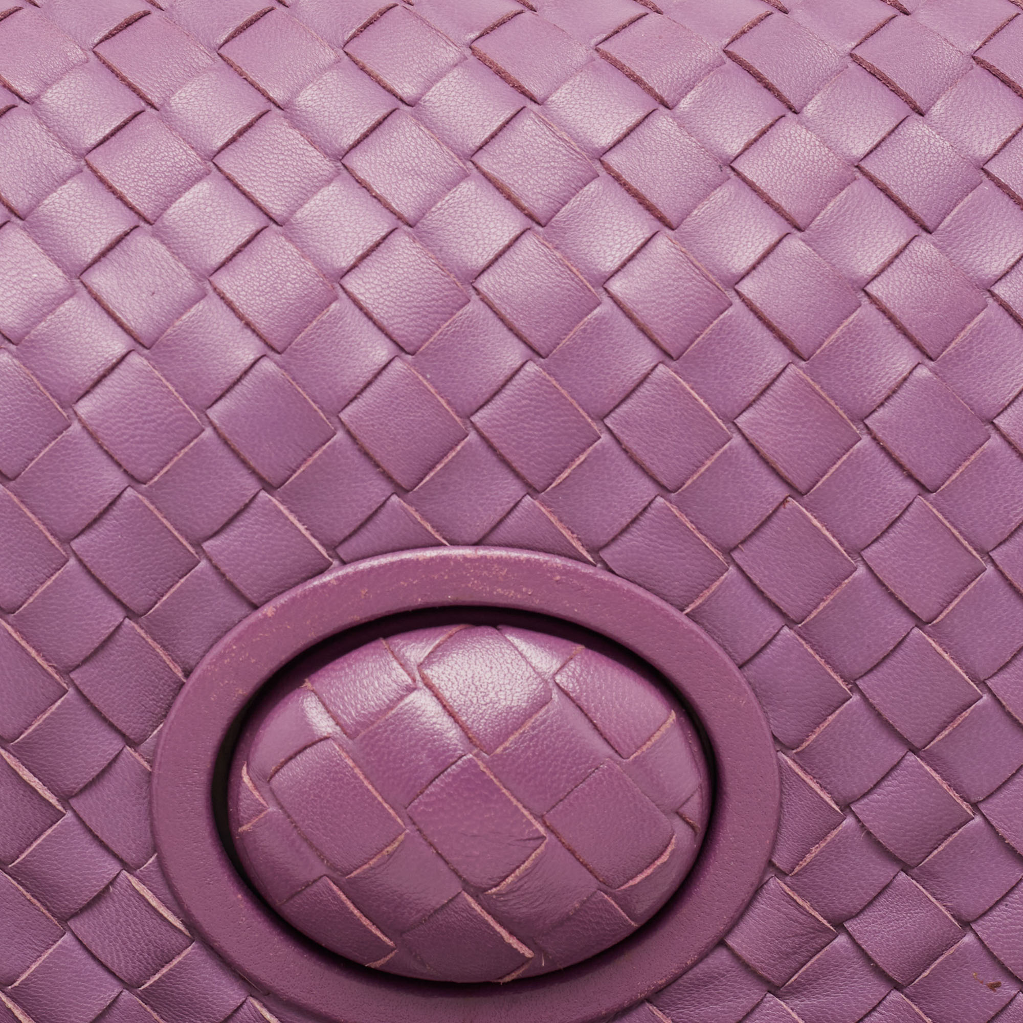 Bottega Veneta Purple Intrecciato Leather Twist Lock Flap Clutch