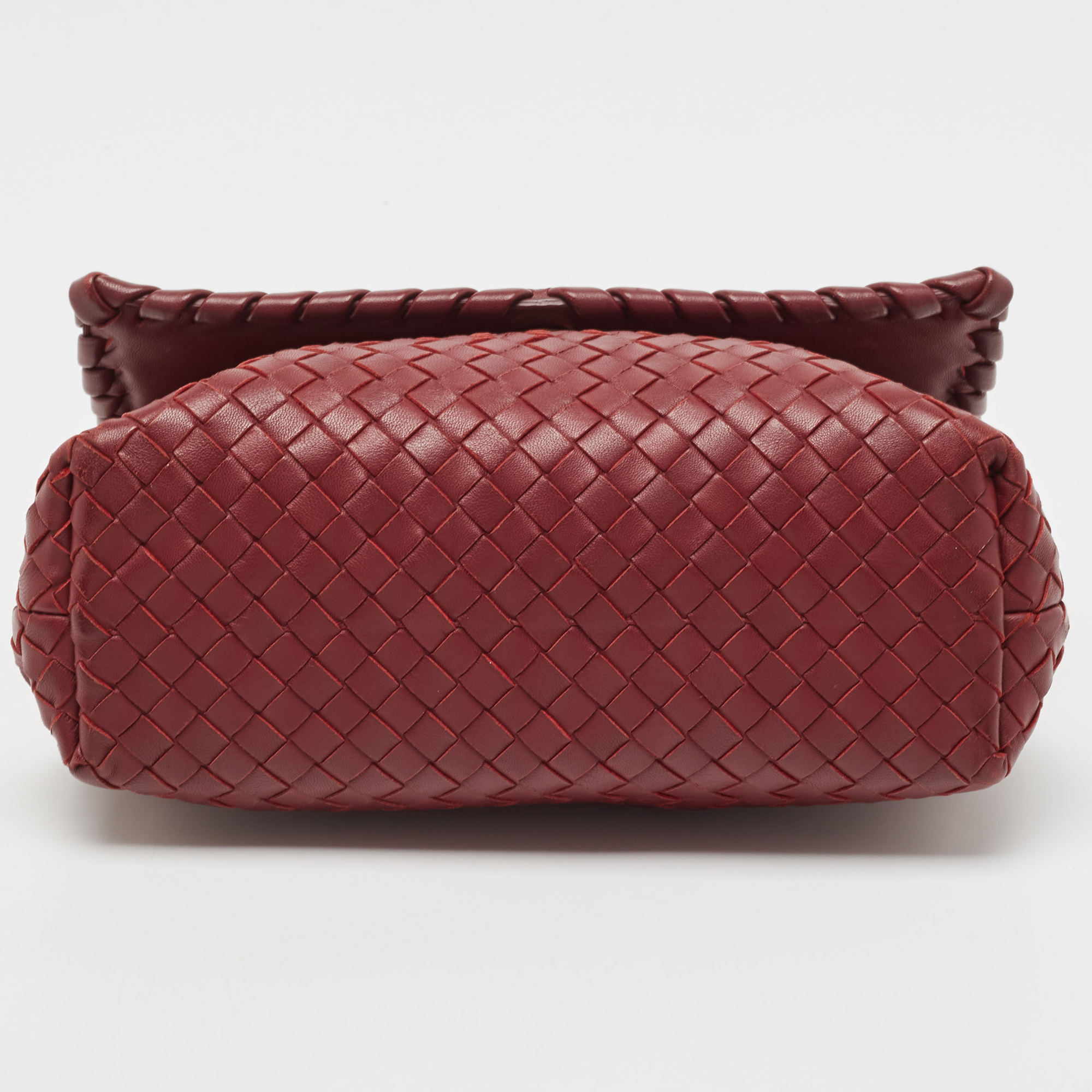 Bottega Veneta Red Intrecciato Leather Small Olimpia Shoulder Bag