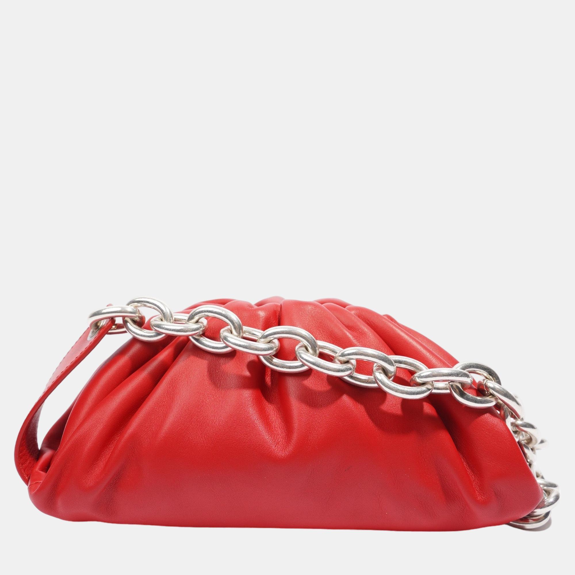 Bottega Veneta Womens The Mini Pouch Belt Bag Red Leather