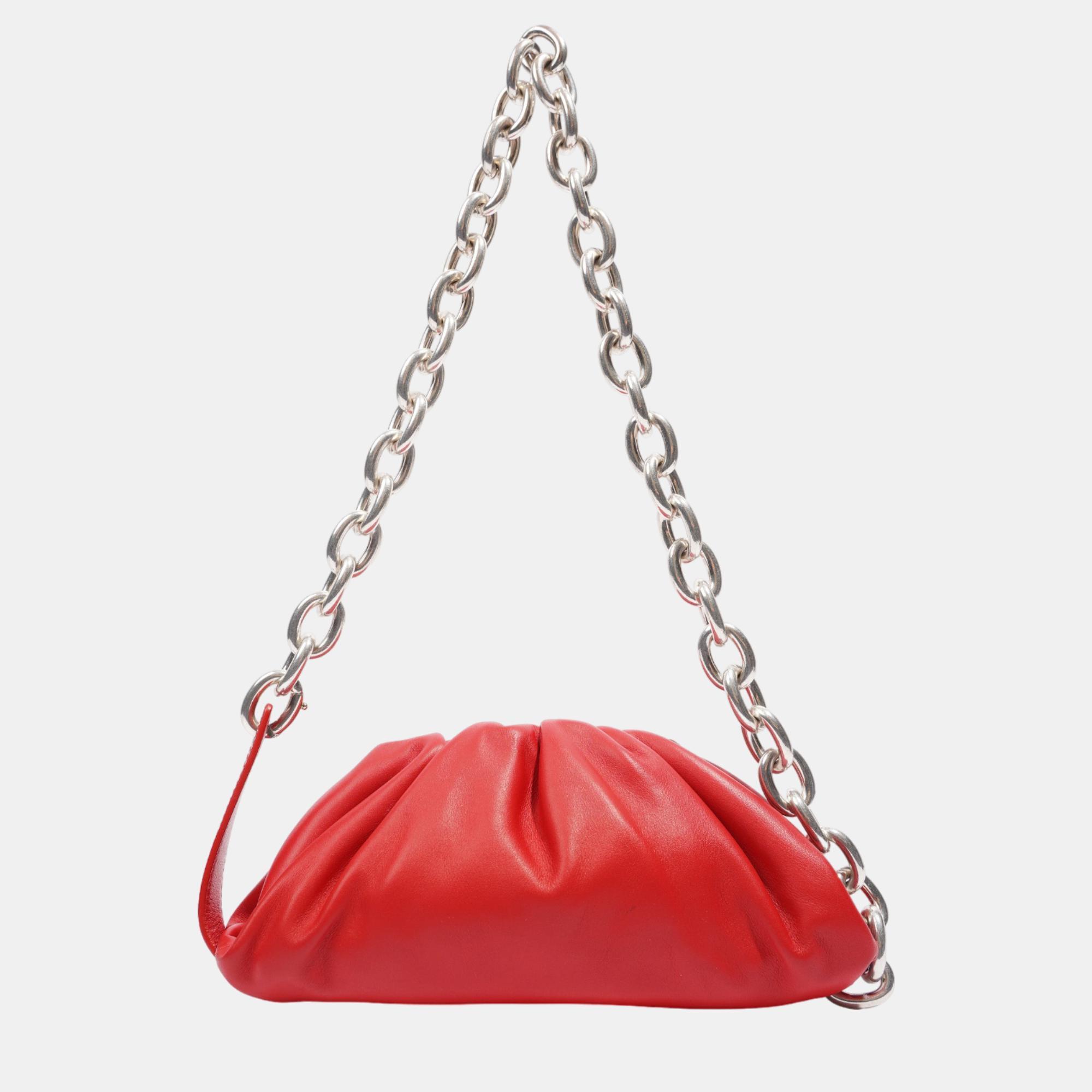 Bottega Veneta Womens The Mini Pouch Belt Bag Red Leather