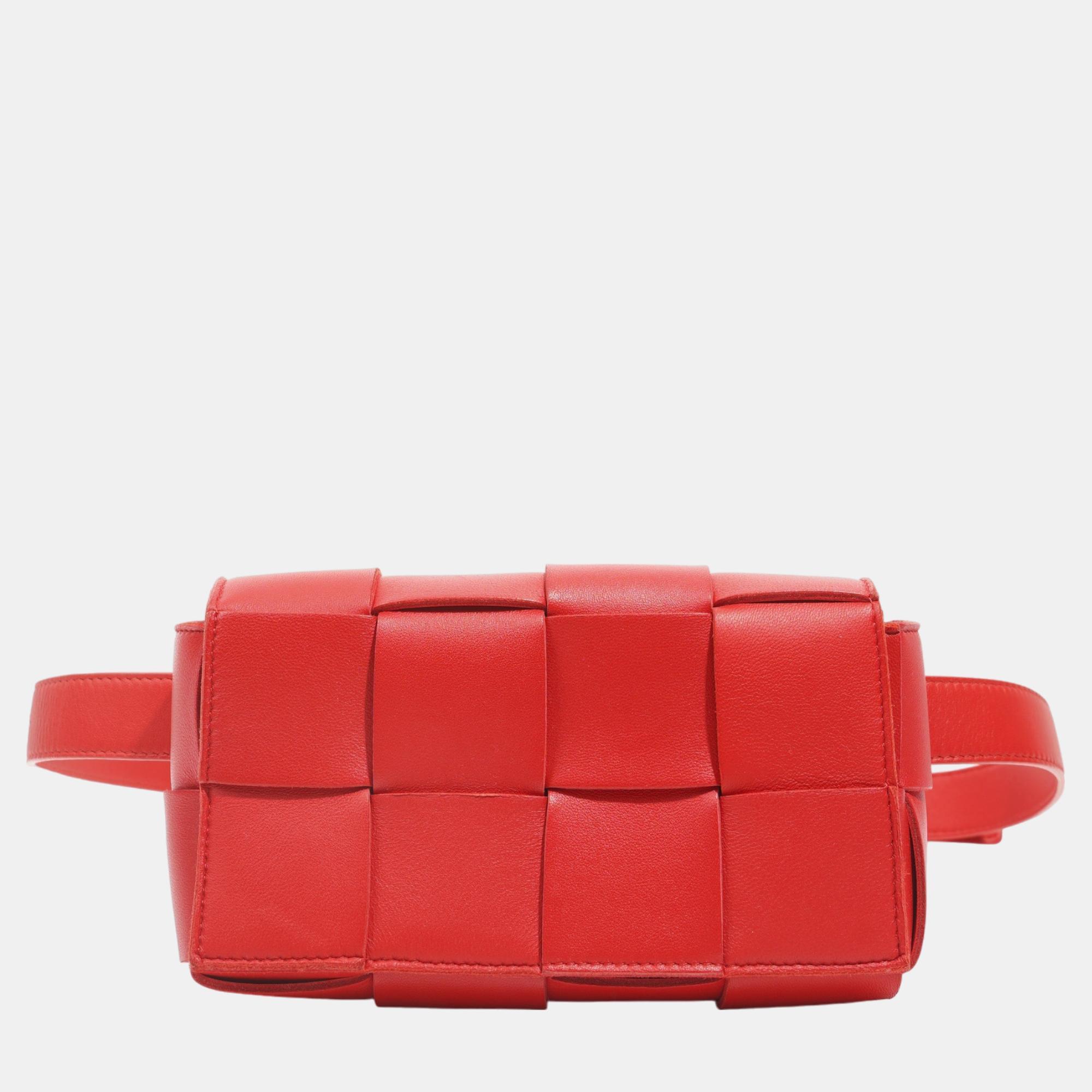 Bottega veneta womens cassette belt bag red