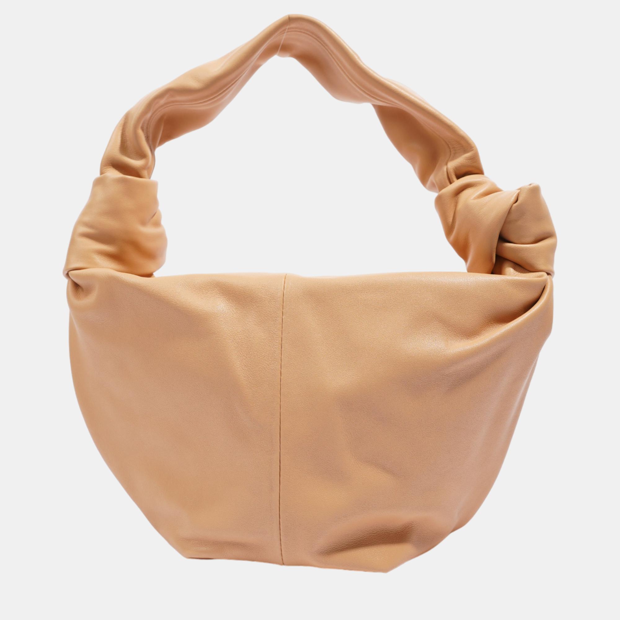 Bottega Veneta Womens Teen Double Knot Shoulder Bag Almond
