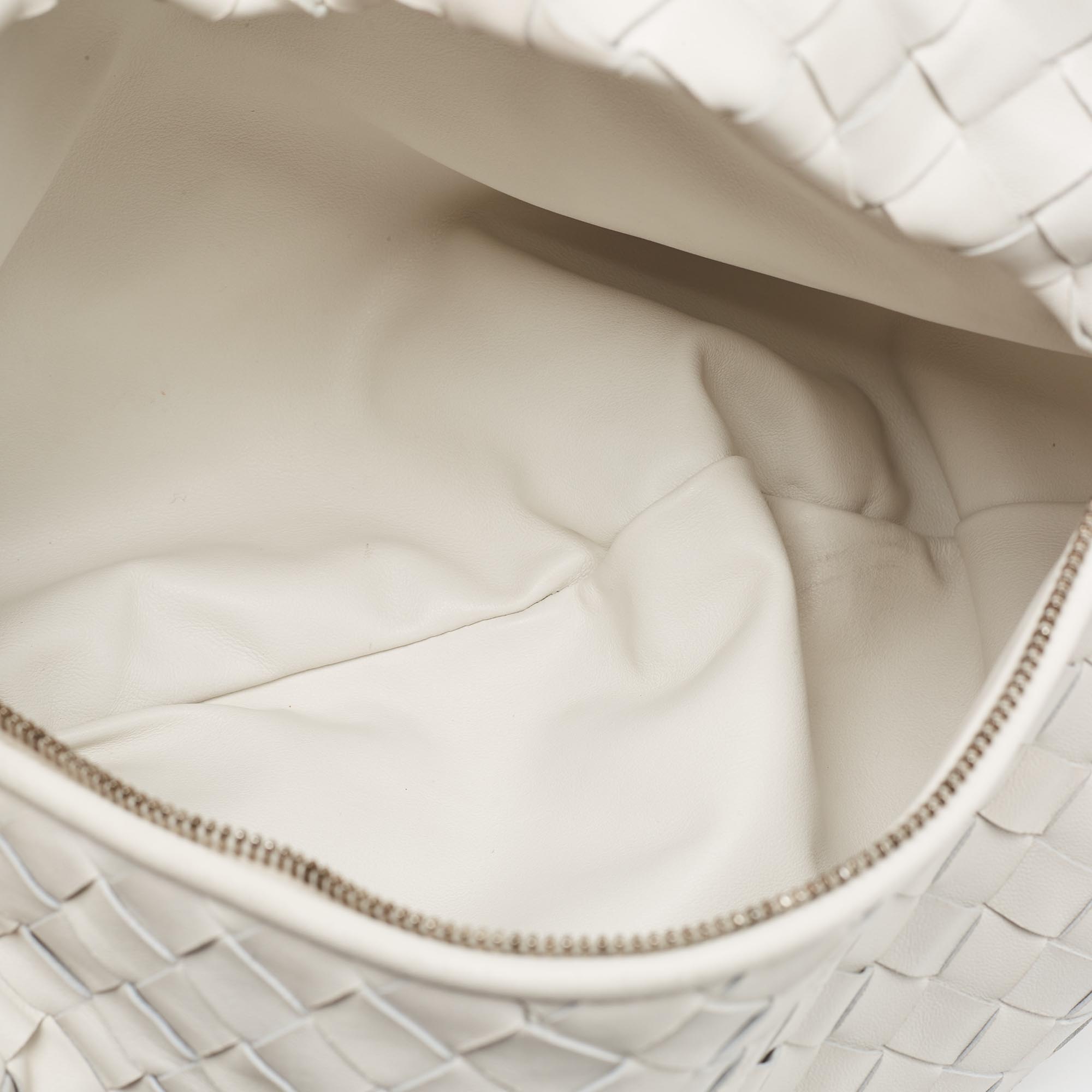 Bottega Veneta White Intrecciato Leather Small Jodie Bag