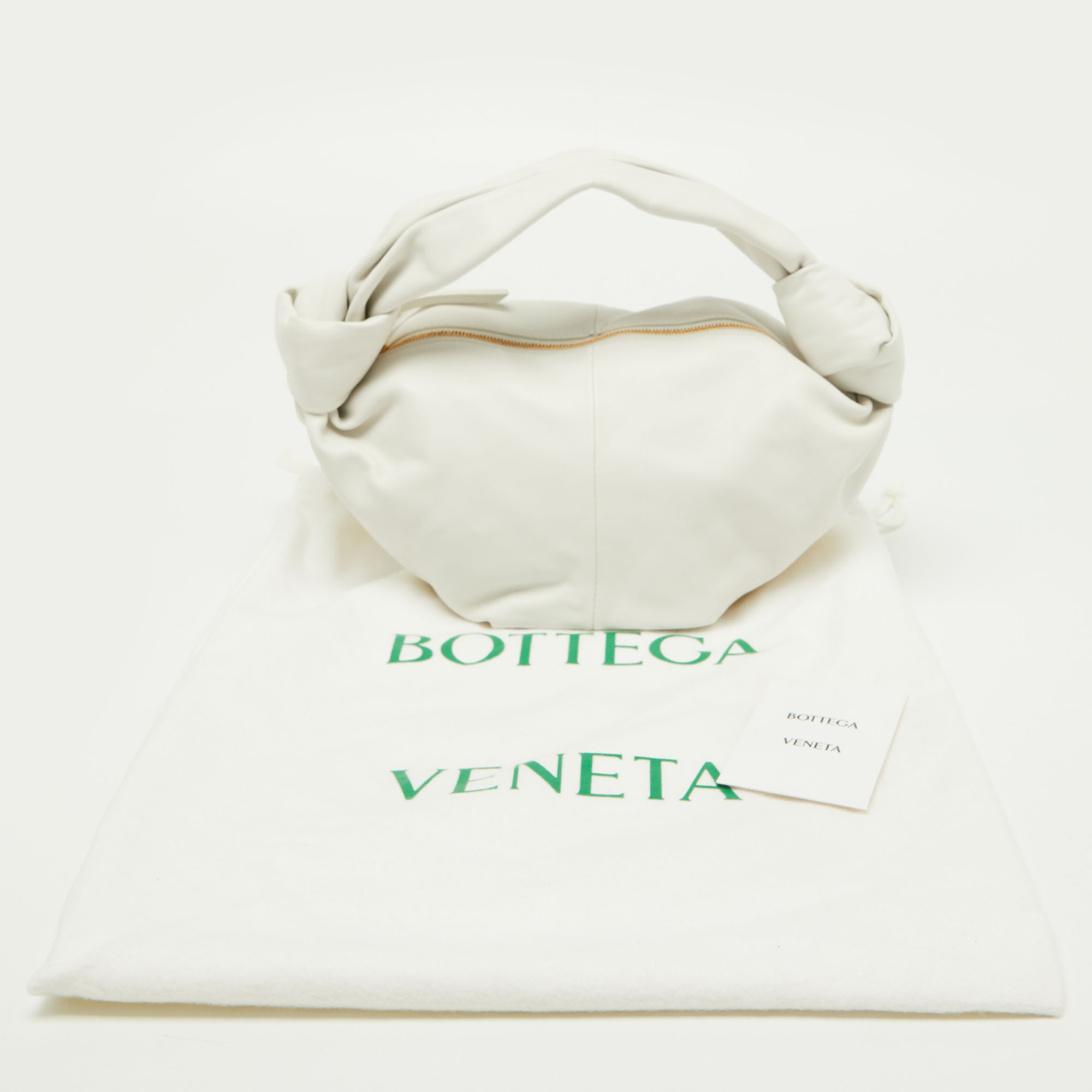 Bottega Veneta White Leather Mini Double Knot Hobo