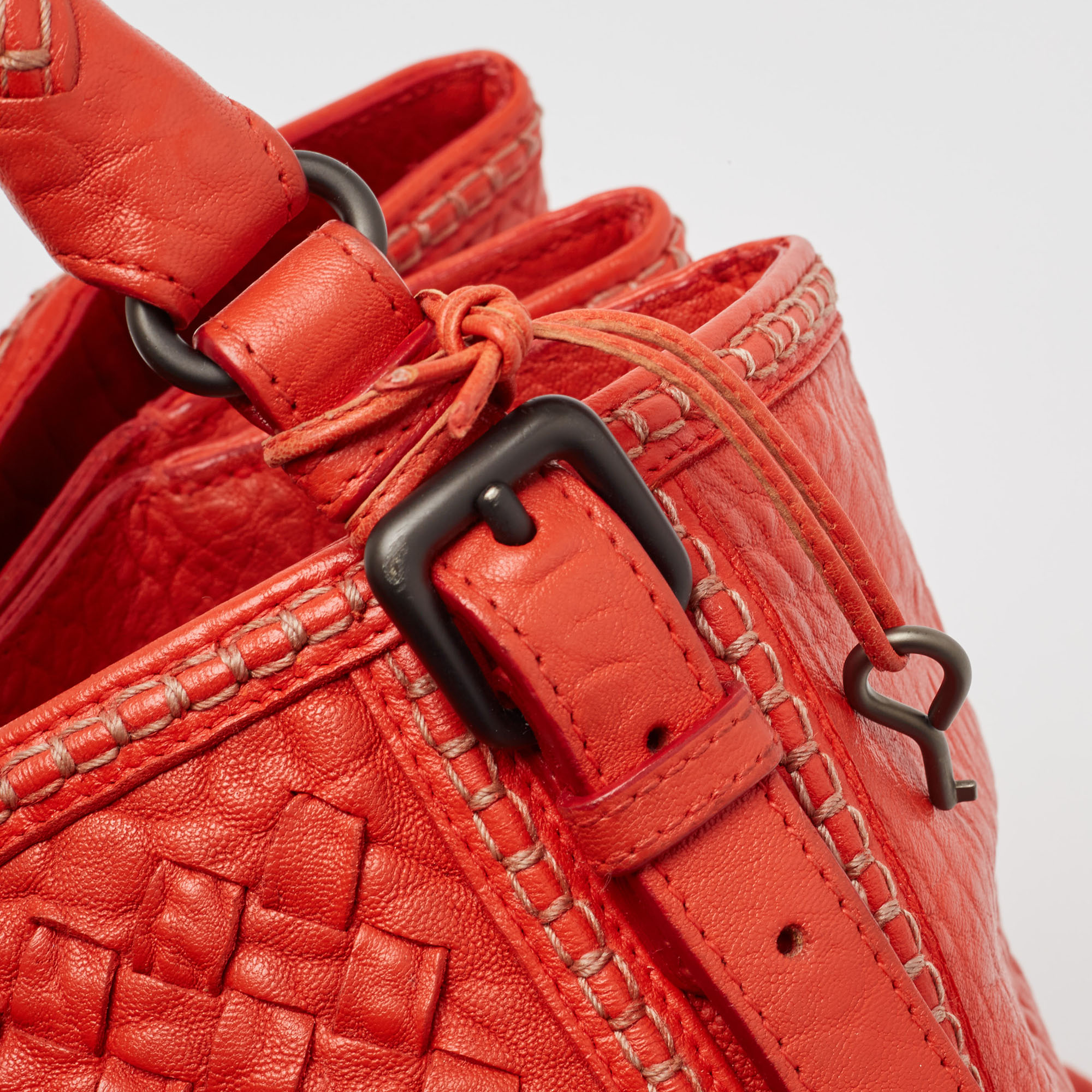 Bottega Veneta Red Intrecciato Leather Large Roma Stitch Tote