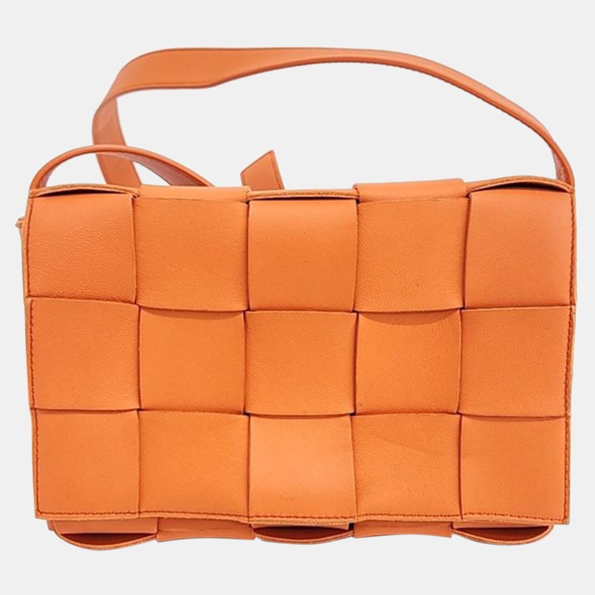 Bottega veneta orange leather cassette shoulder bag
