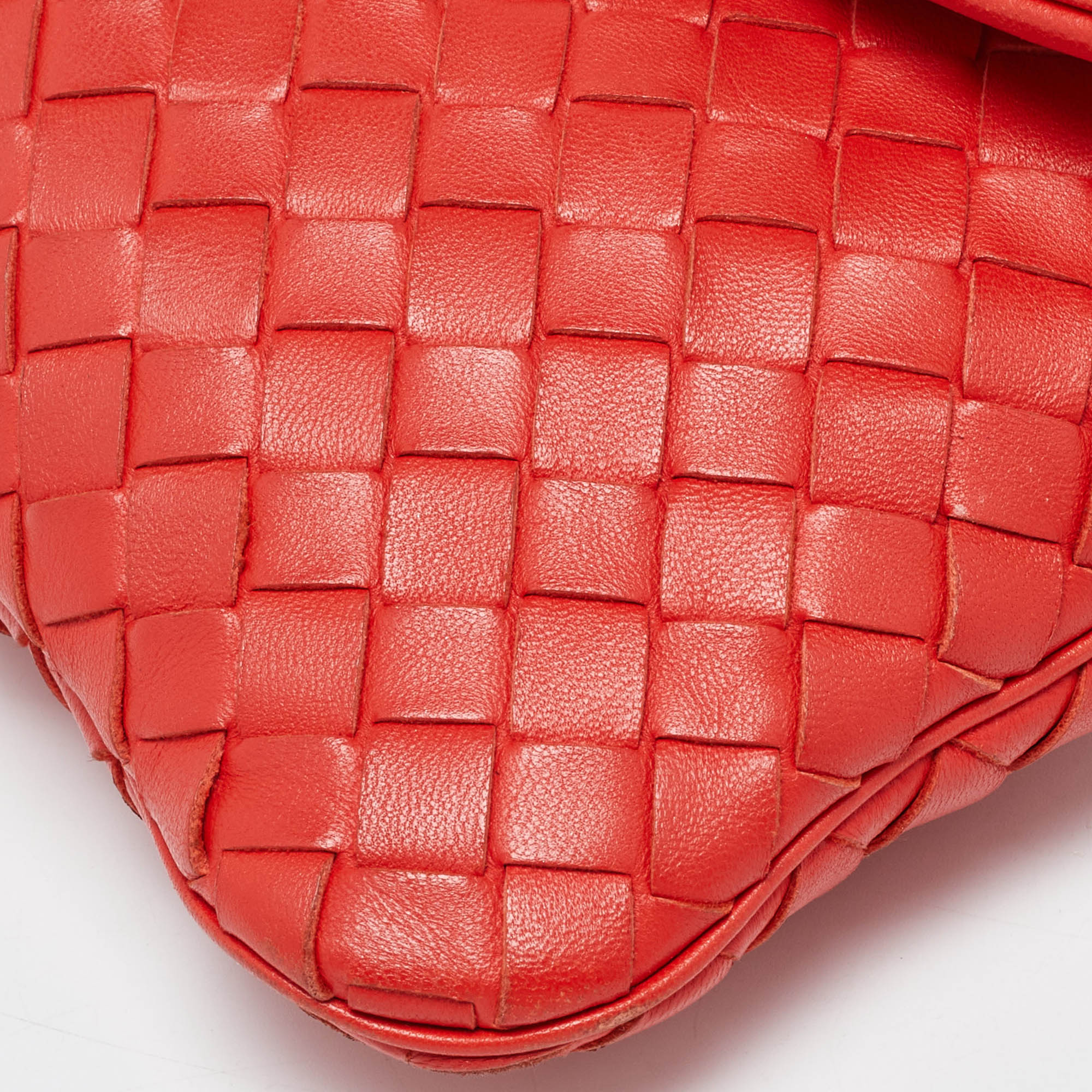 Bottega Veneta Orange Intrecciato Leather Crossbody Bag