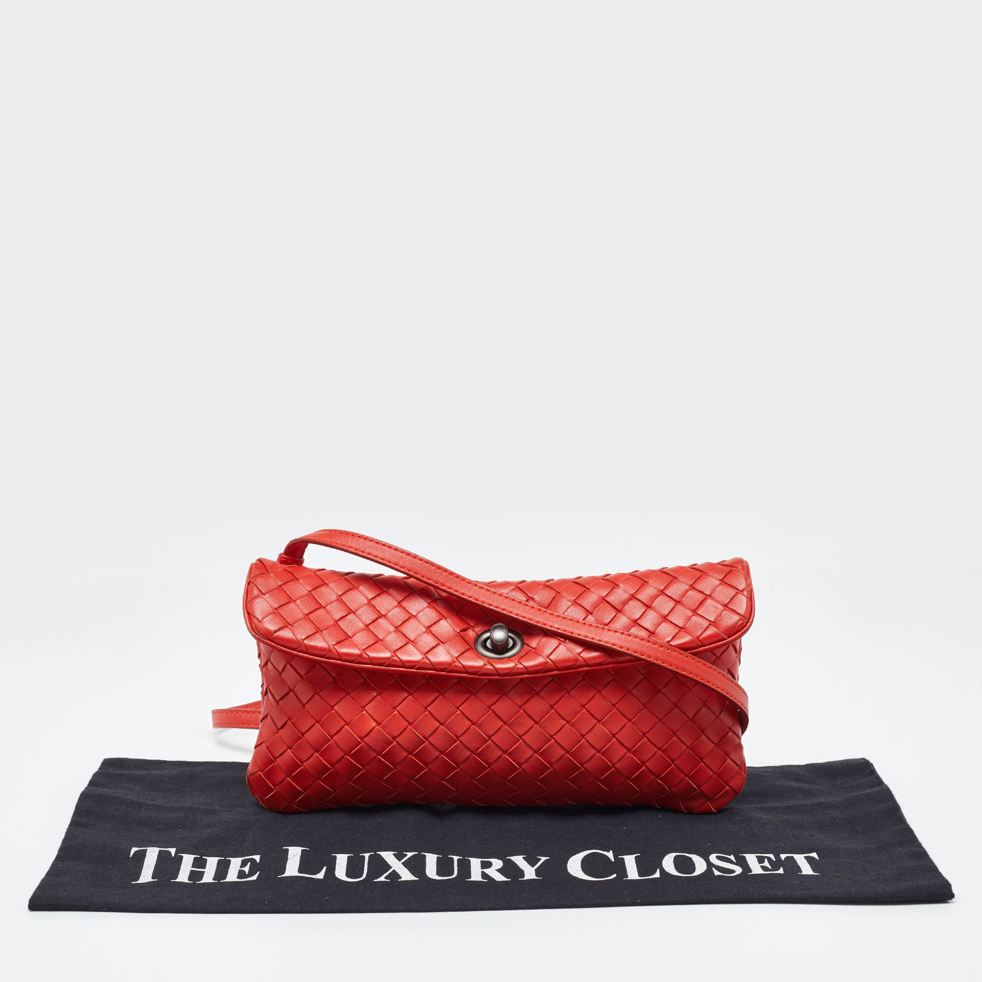 Bottega Veneta Orange Intrecciato Leather Crossbody Bag