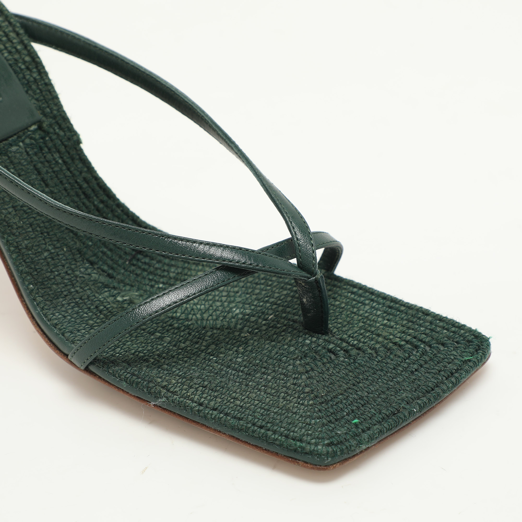 Bottega Veneta Green Leather Stretch Ankle Strap Sandals Size 37