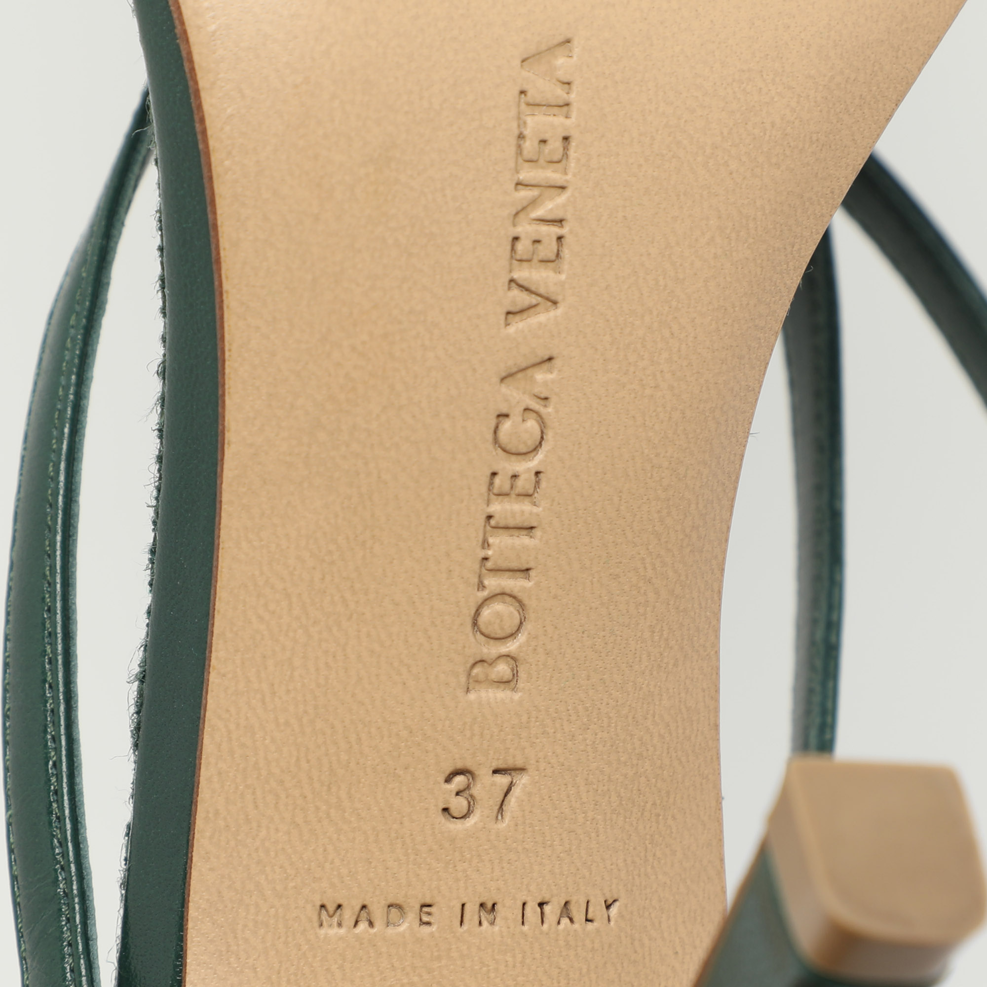 Bottega Veneta Green Leather Stretch Ankle Strap Sandals Size 37