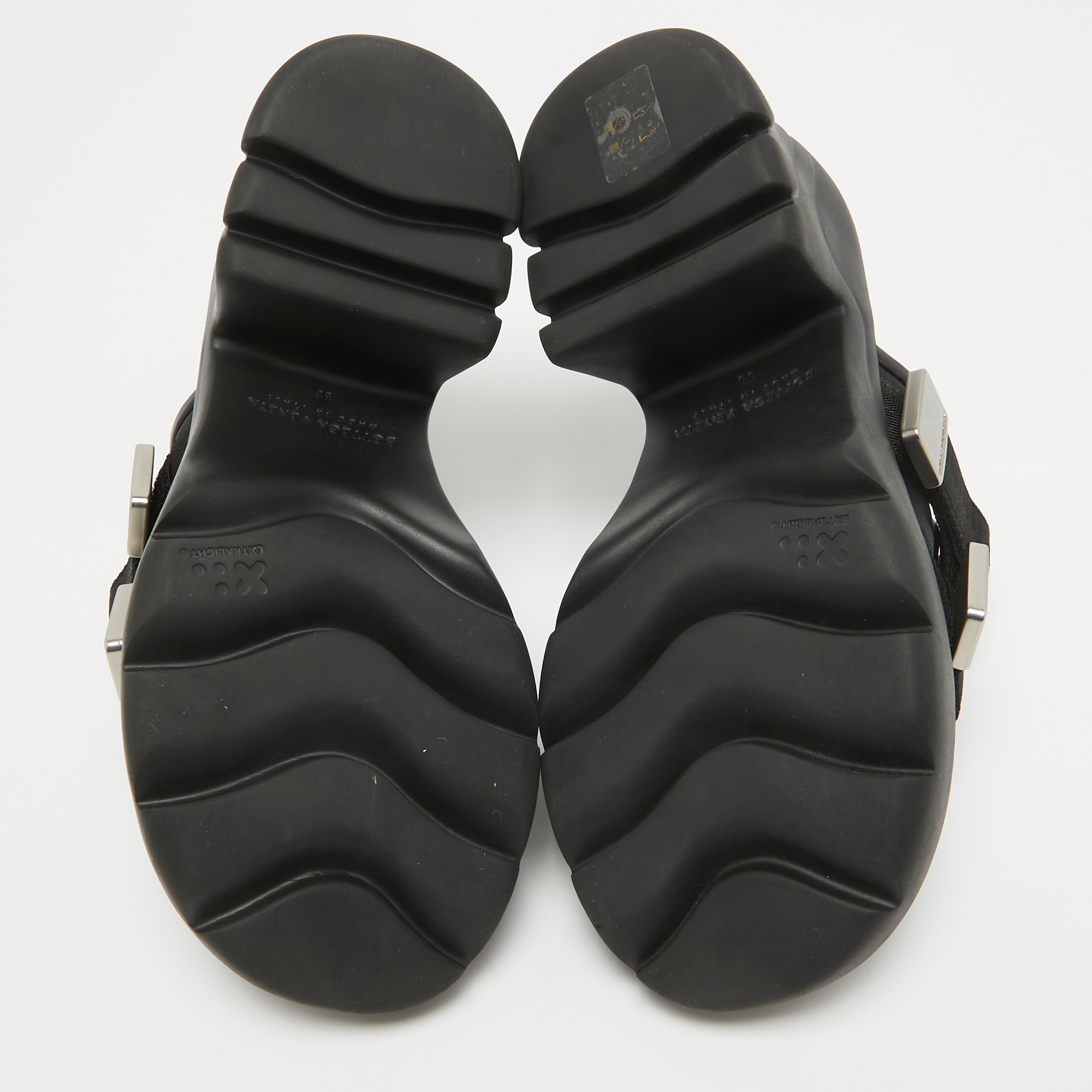 Bottega Veneta Black Leather And Nylon Flash Bomber Slide Sandals Size 38