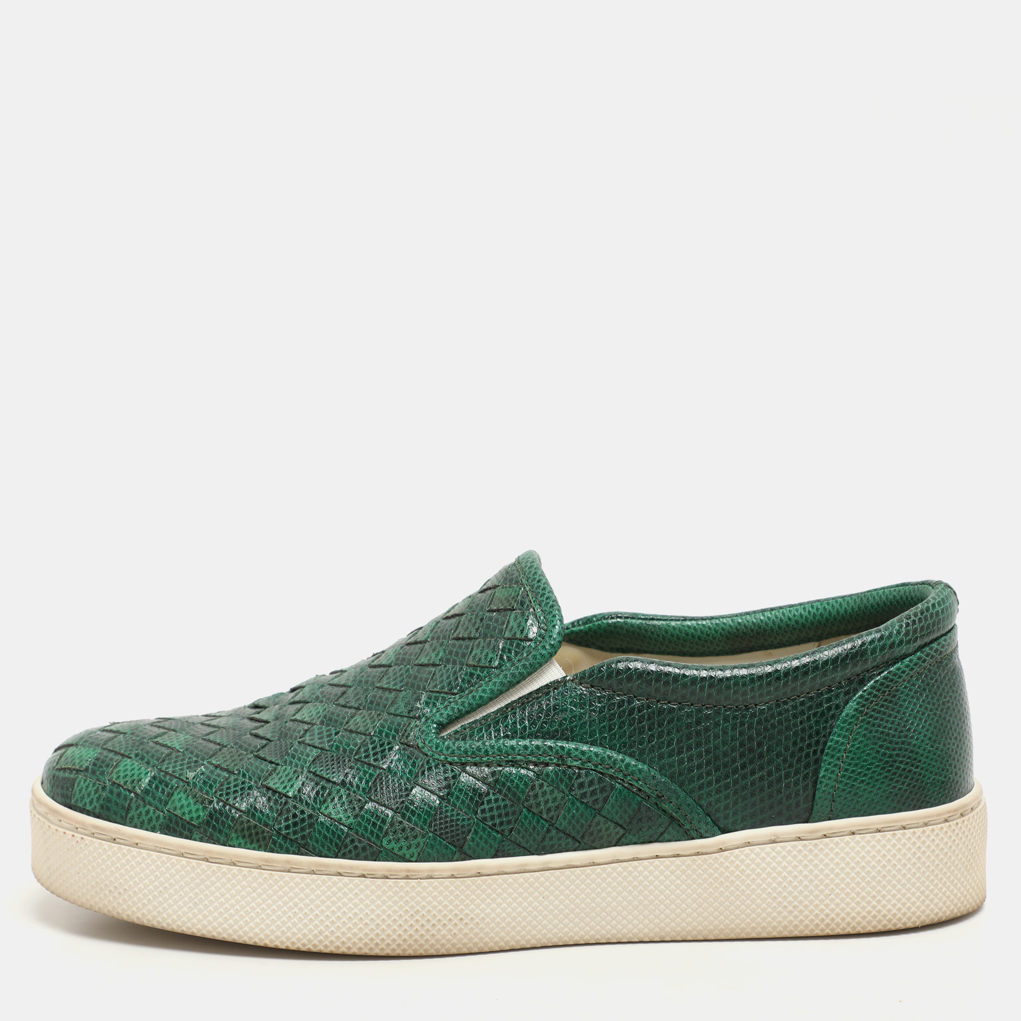 Bottega Veneta Green Intrecciato Karung Leather Dodger Slip On Sneakers Size 36.5
Bottega Veneta Green Intrecciato Karung Leather Dodger Slip On Sneakers Size 36.5