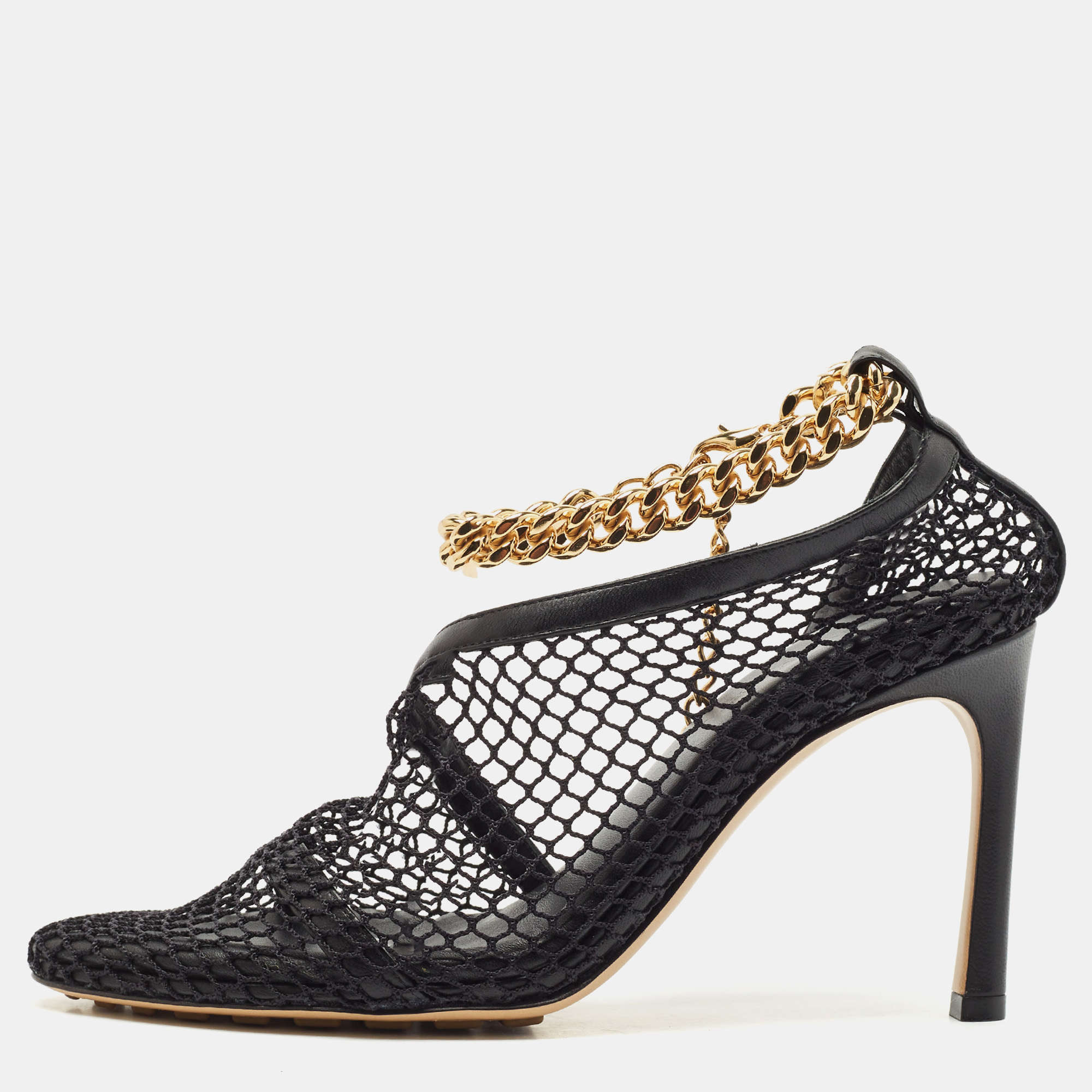 Bottega Veneta Black Leather and Mesh Stretch Ankle Strap Sandals Size 35.5
Bottega Veneta Black Leather and Mesh Stretch Ankle Strap Sandals Size 35.5