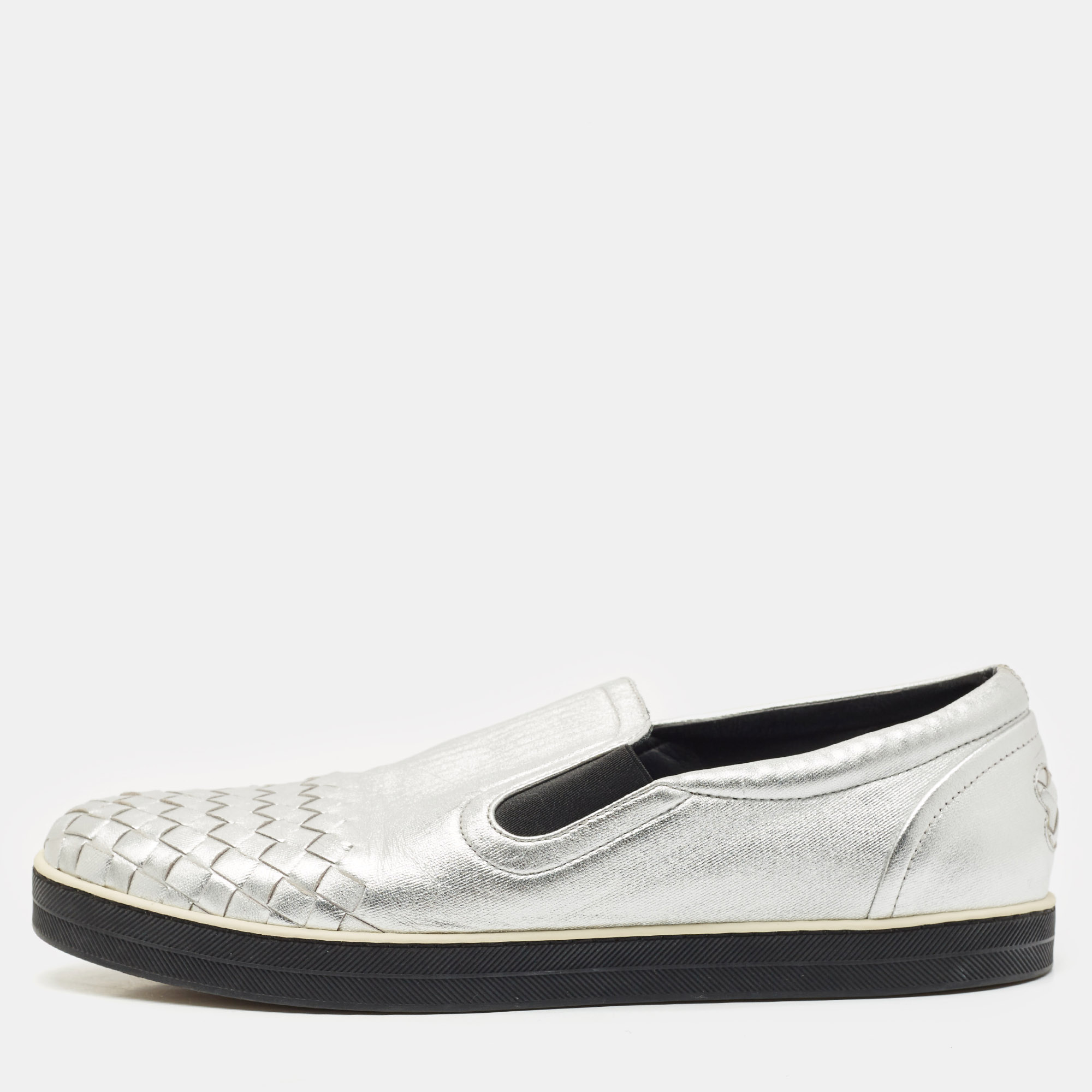 Bottega Veneta Silver Intrecciato Leather Dodger Slip On Sneakers Size
Bottega Veneta Silver Intrecciato Leather Dodger Slip On Sneakers Size