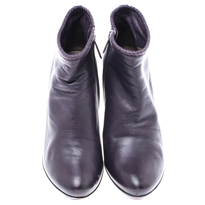 Bottega Veneta Purple Leather Ankle Boots Size 38