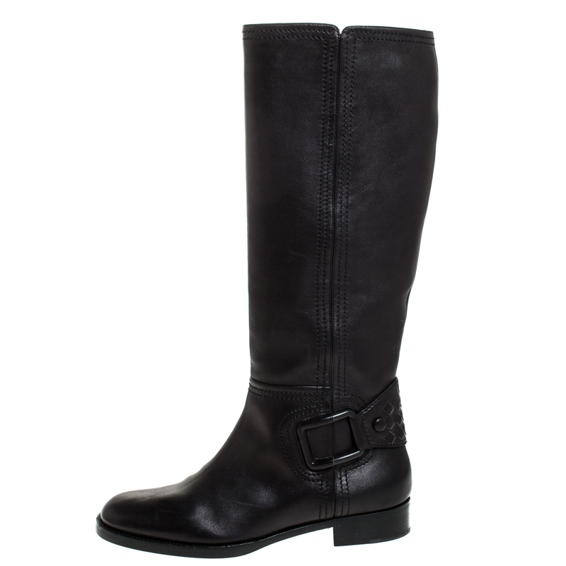 Bottega Veneta Black Leather Intrecciato Buckle Detail Knee Long Boots Size
Bottega Veneta Black Leather Intrecciato Buckle Detail Knee Long Boots Size