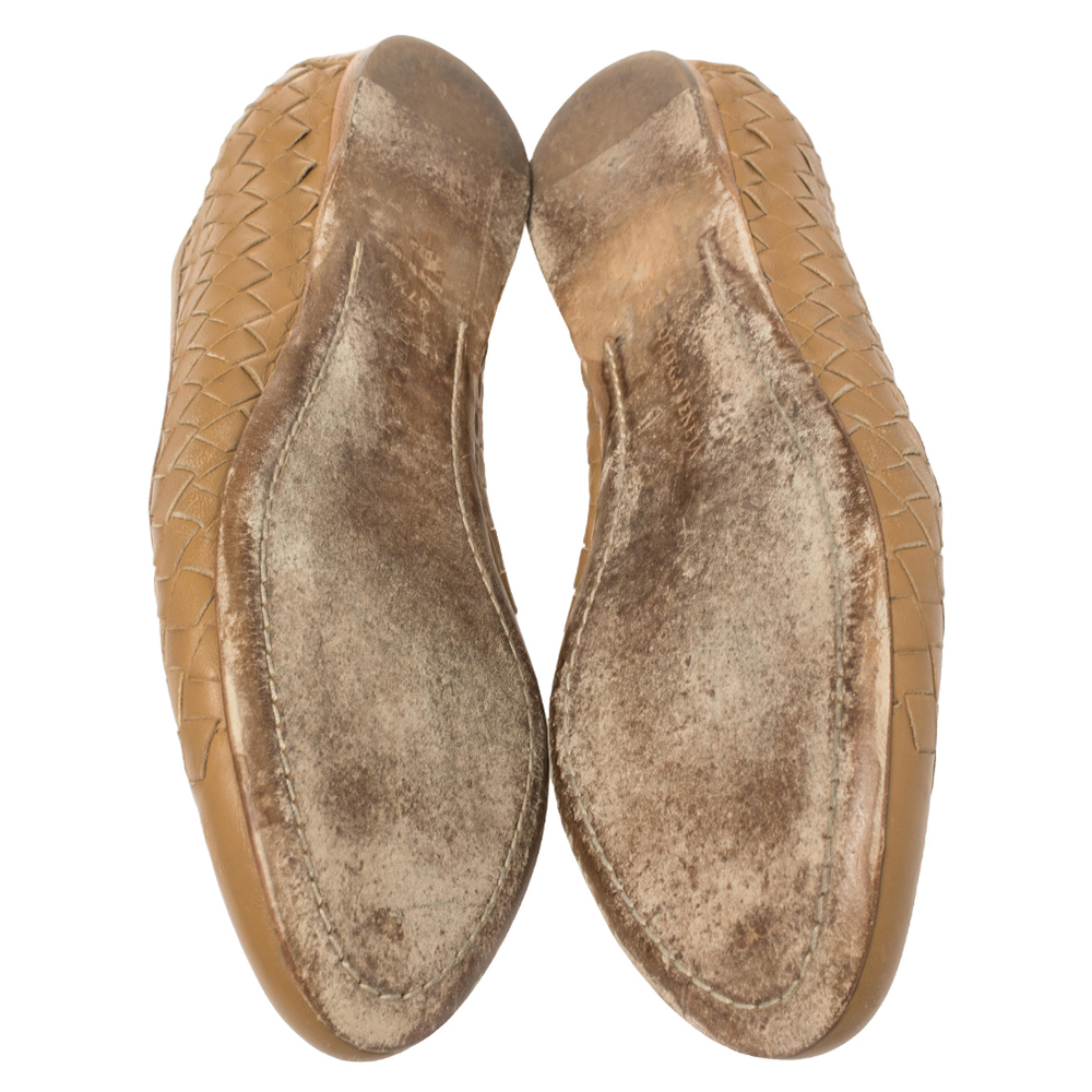 Bottega Veneta Brown Intrecciato Leather Ballet Flats Size 37.5