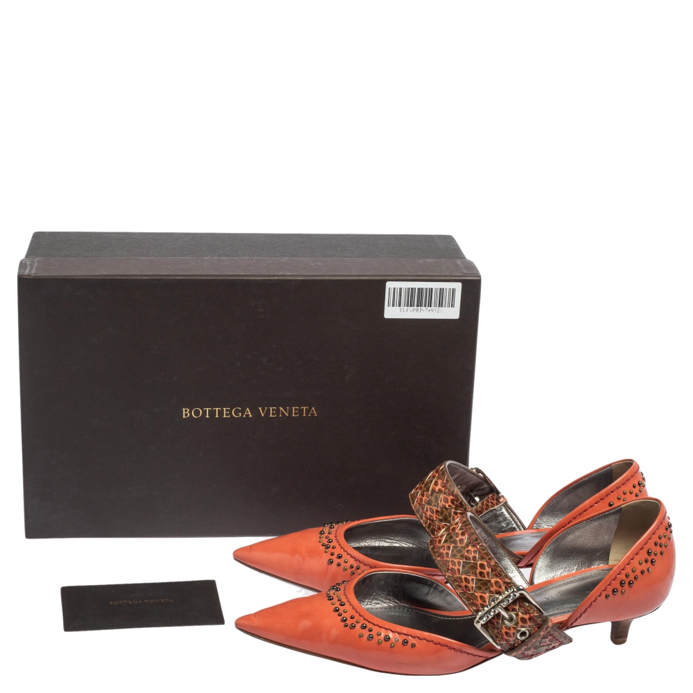 Bottega Veneta Coral Leather And Ayers Dahlia Chenille D'orsay Pumps Size 37