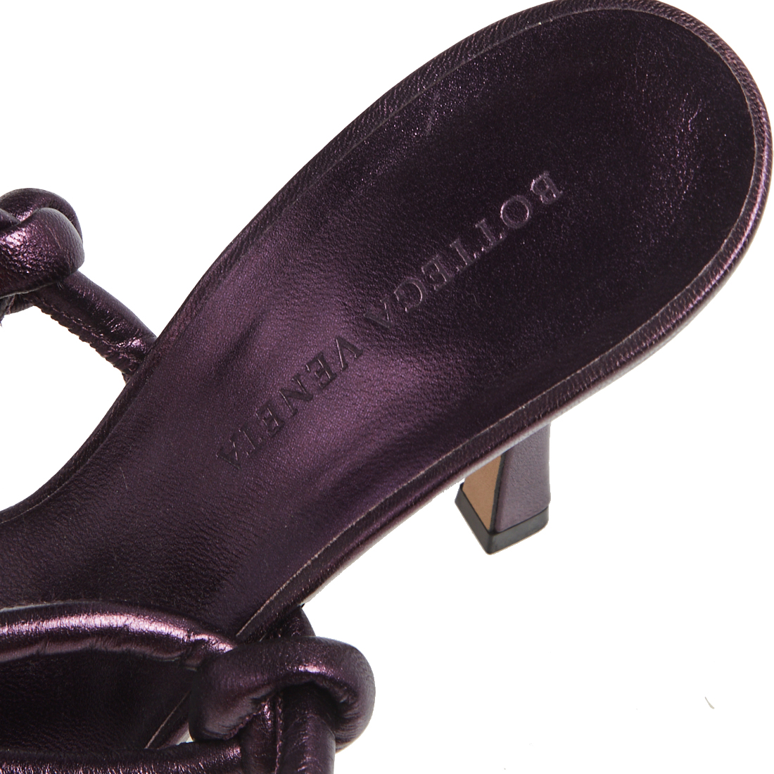 Bottega Veneta Metallic Purple Leather Knot Sandals Size 39