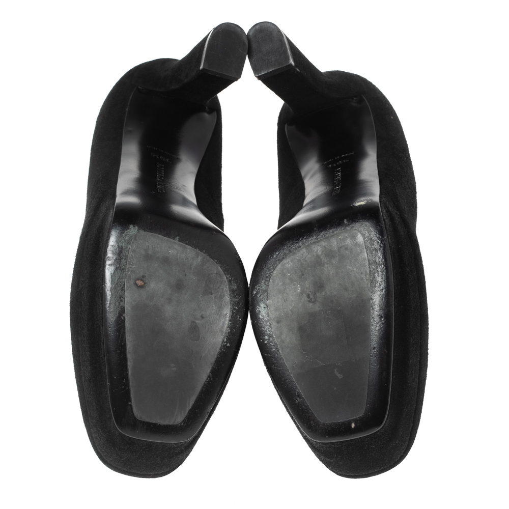 Bottega Veneta Black Suede Collar Detail Platform Pumps Size 39.5