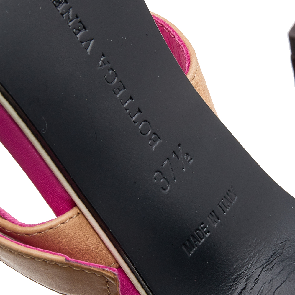 Bottega Veneta Beige/Pink Leather Open Toe Ankle Strap Sandals Size 37.5