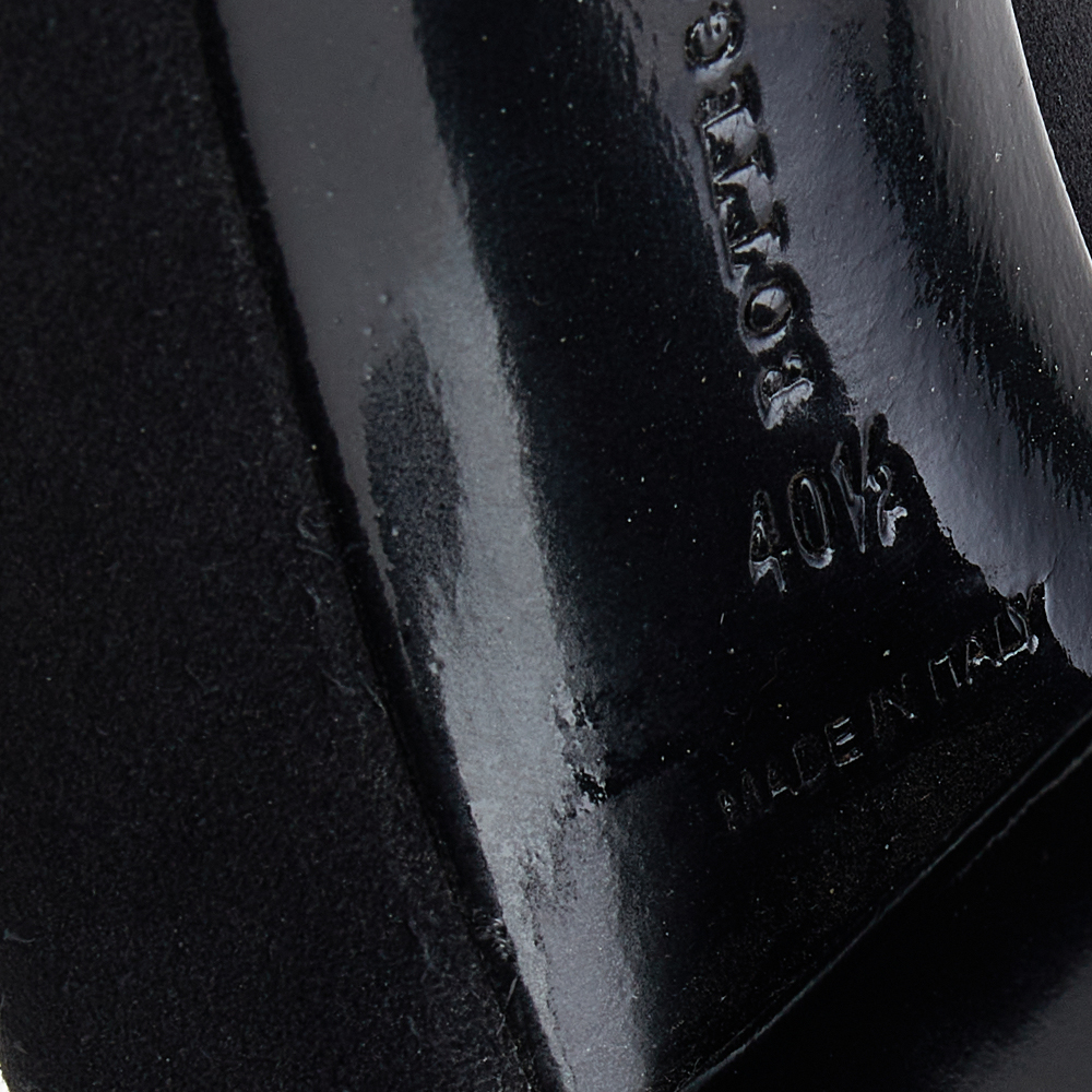Bottega Veneta Black Suede And Patent Leather Platform Pumps Size 40.5