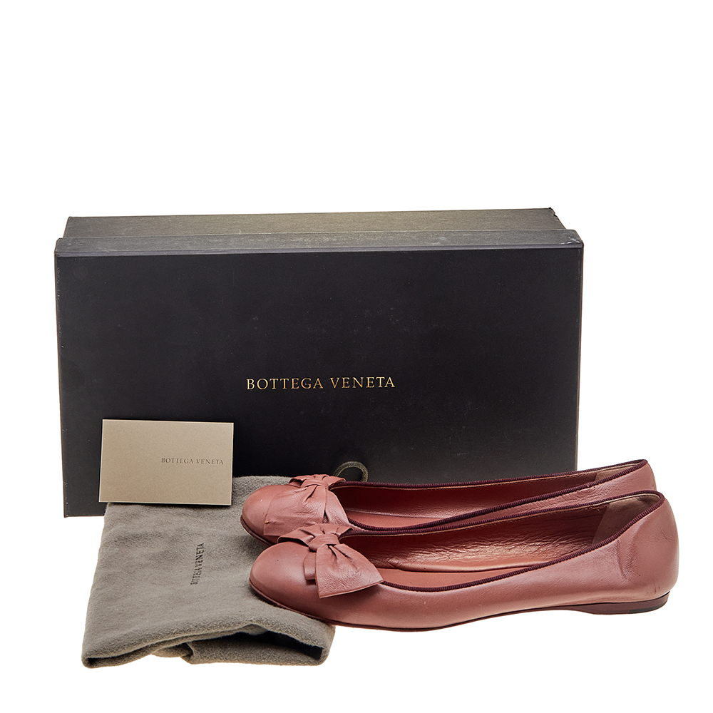 Bottega Veneta Brown Leather Bow Ballet Flats Size 35
