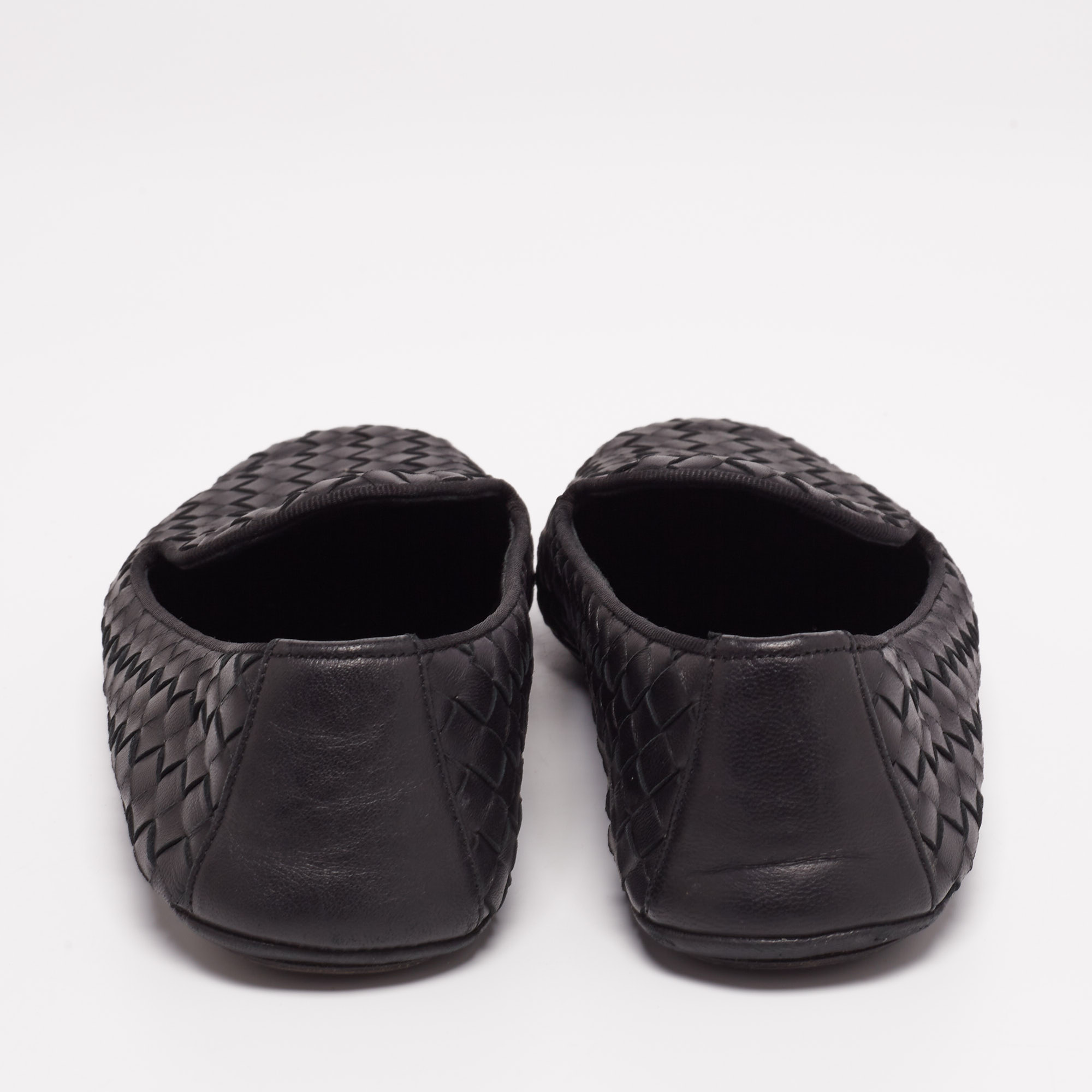 Bottega Veneta Black Intrecciato Leather Smoking Slippers  Size 37