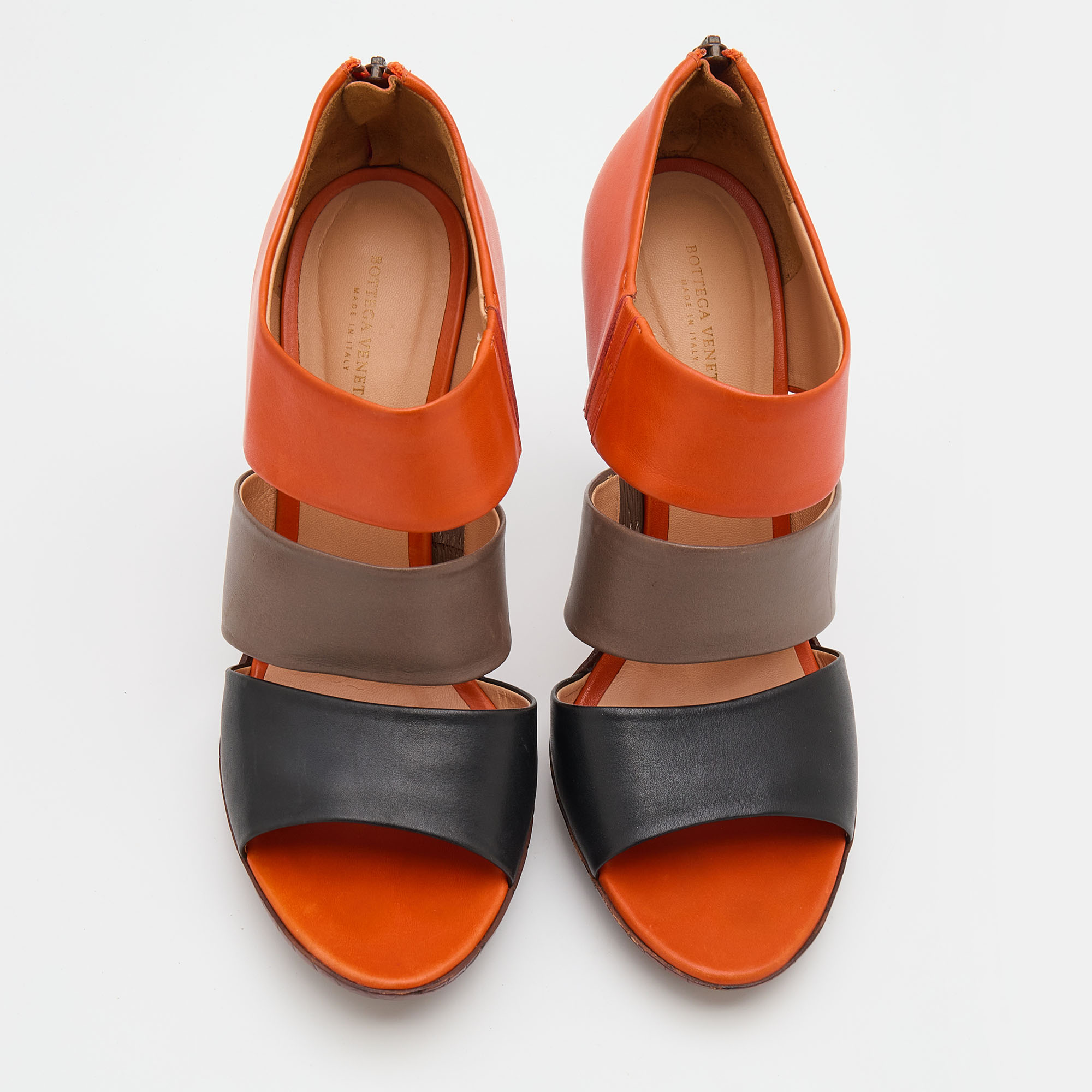 Bottega Veneta Multicolor Leather Ankle Strap Open Toe Sandals Size 39