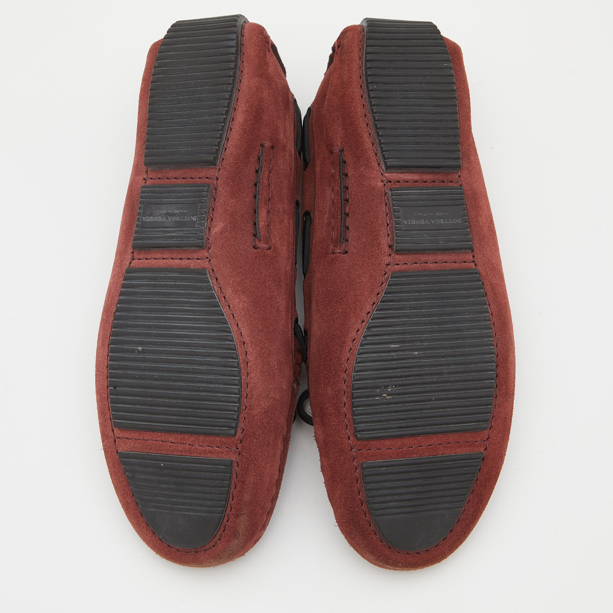 Bottega Veneta Burgundy Intrecciato Suede Slip On Loafers Size 36