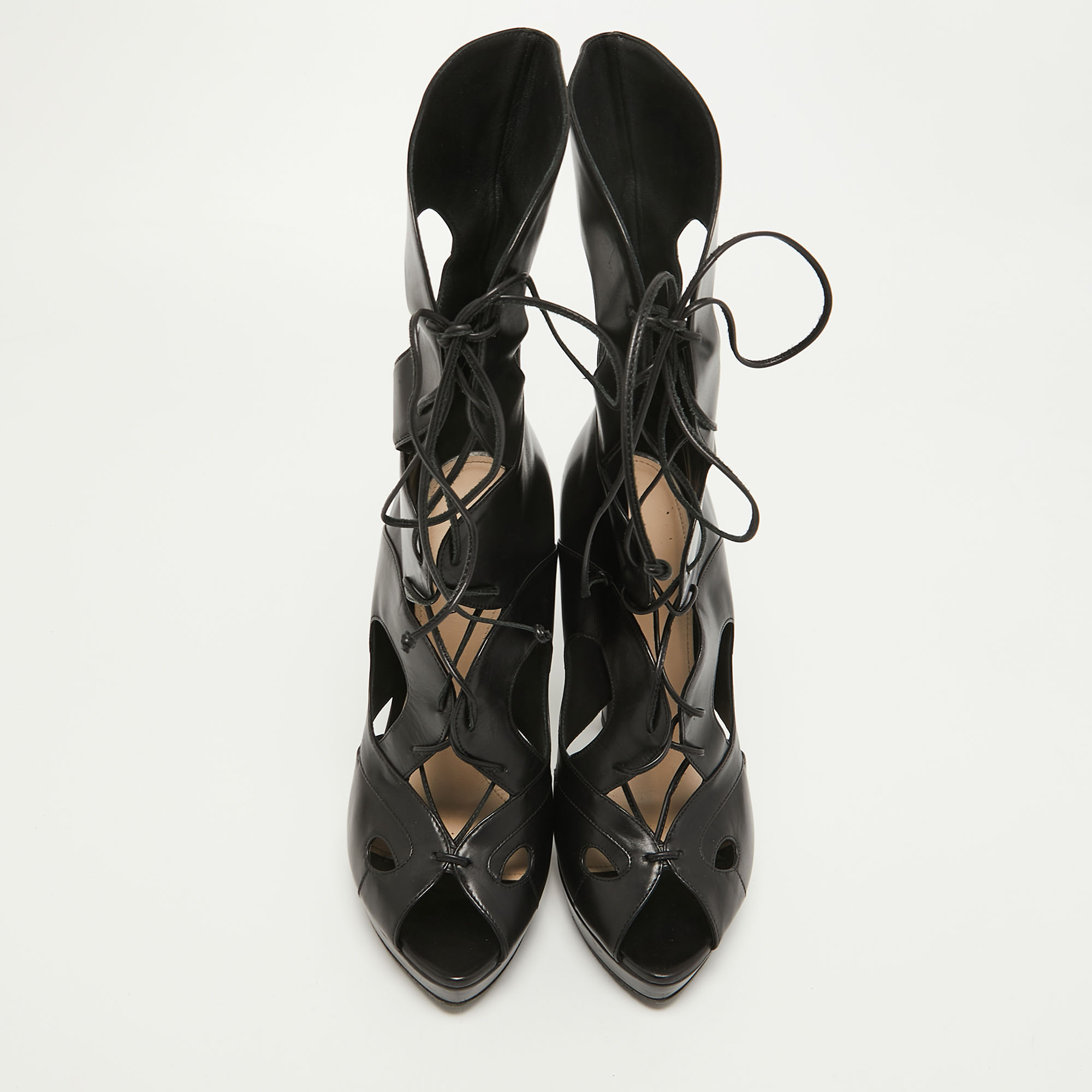 Bottega Veneta Black Leather Cage Platform Sandals Size 40
