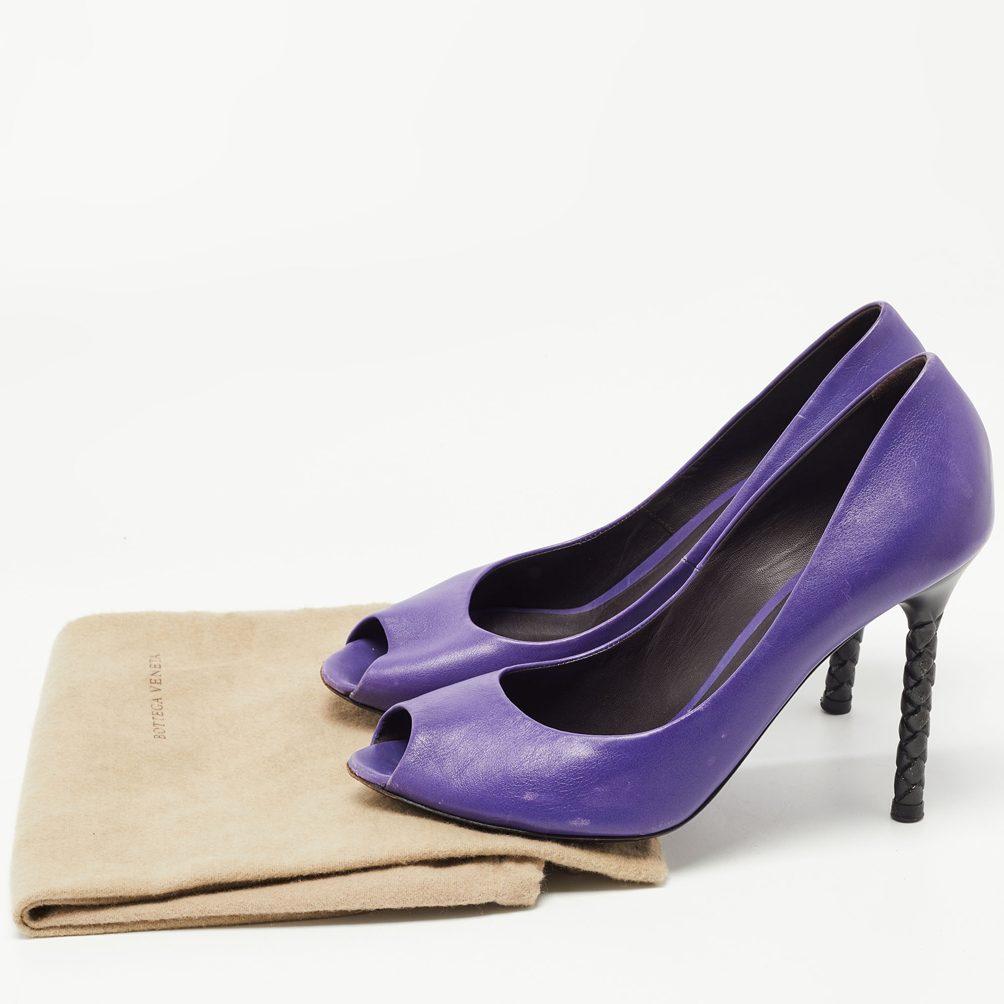 Bottega Veneta Purple Suede Peep Toe Pumps Size 39.5