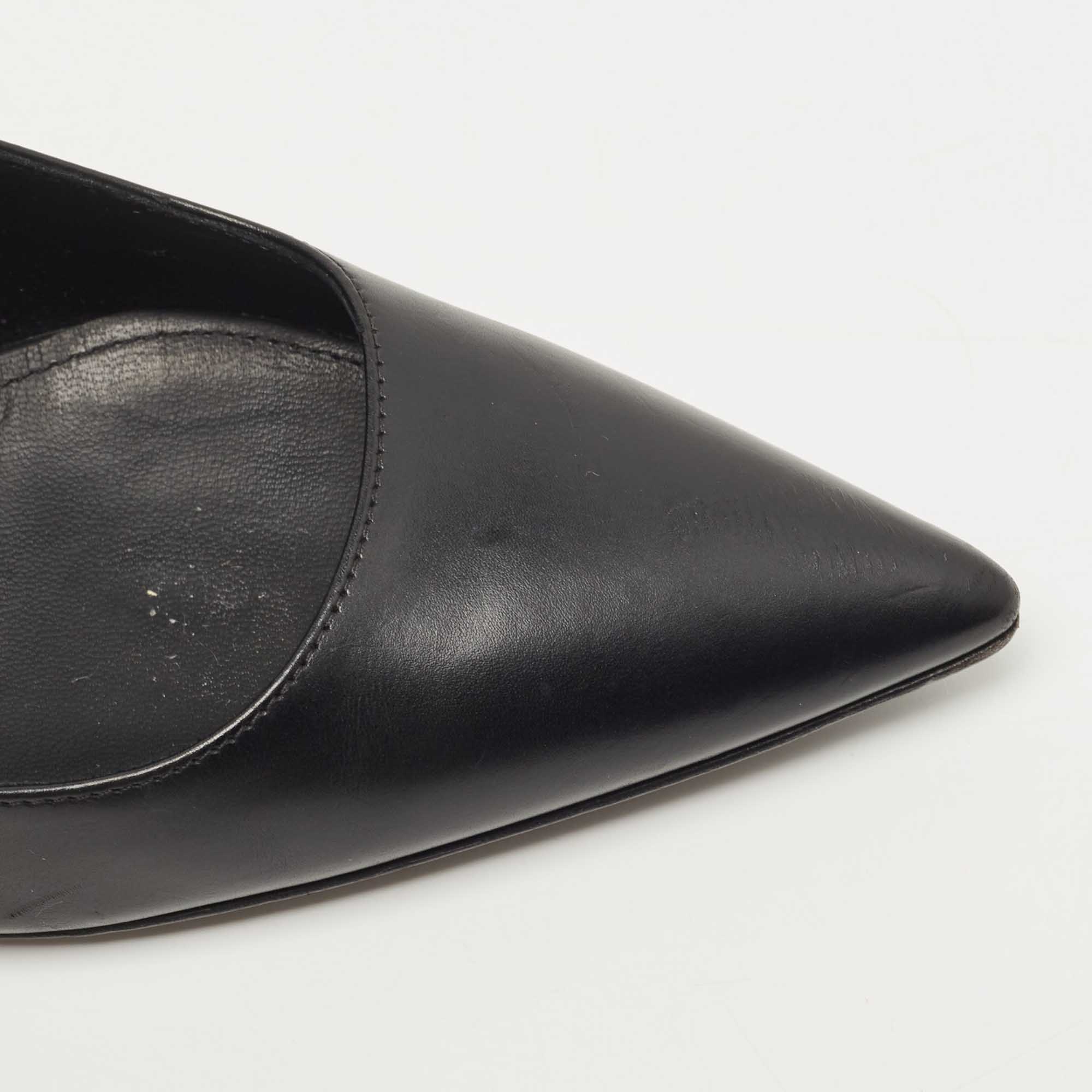 Bottega Veneta Black Leather Intrecciato Detail Pointed Toe Pumps Size 36