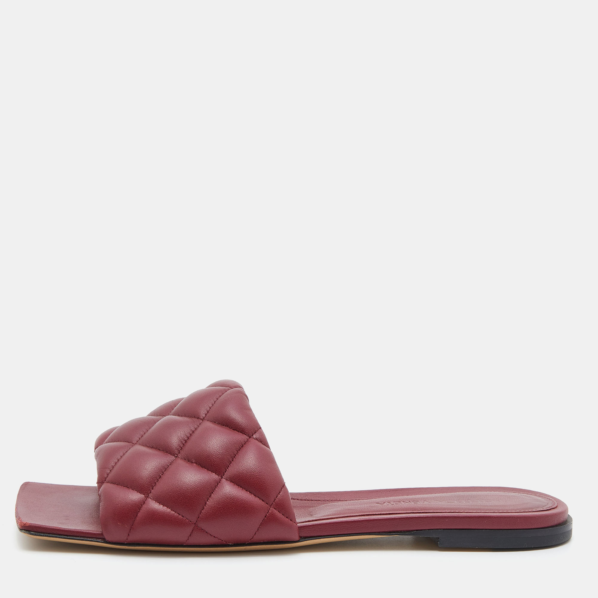 Bottega Veneta Red Quilted Leather Lido Flat Slides Size 37.5