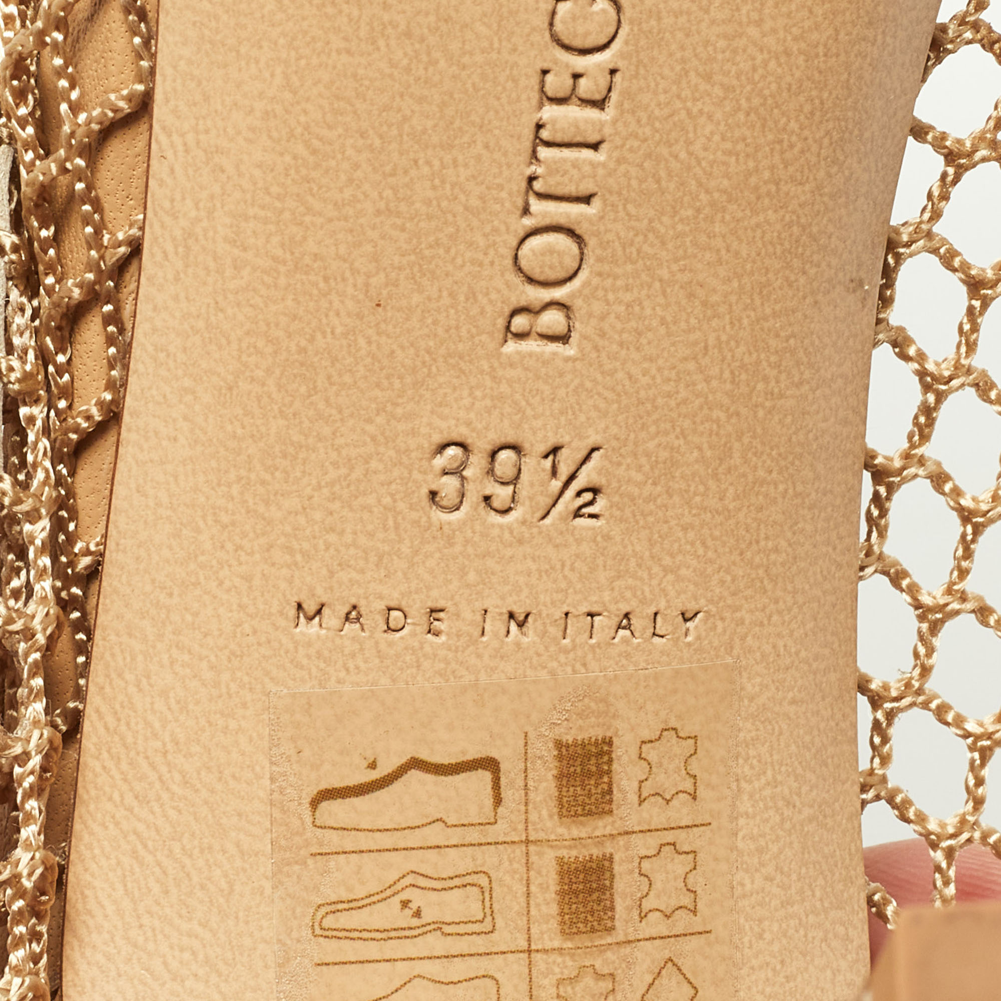 Bottega Veneta Beige Mesh And Leather Chunky Chain Ankle Strap Pumps Size 39.5