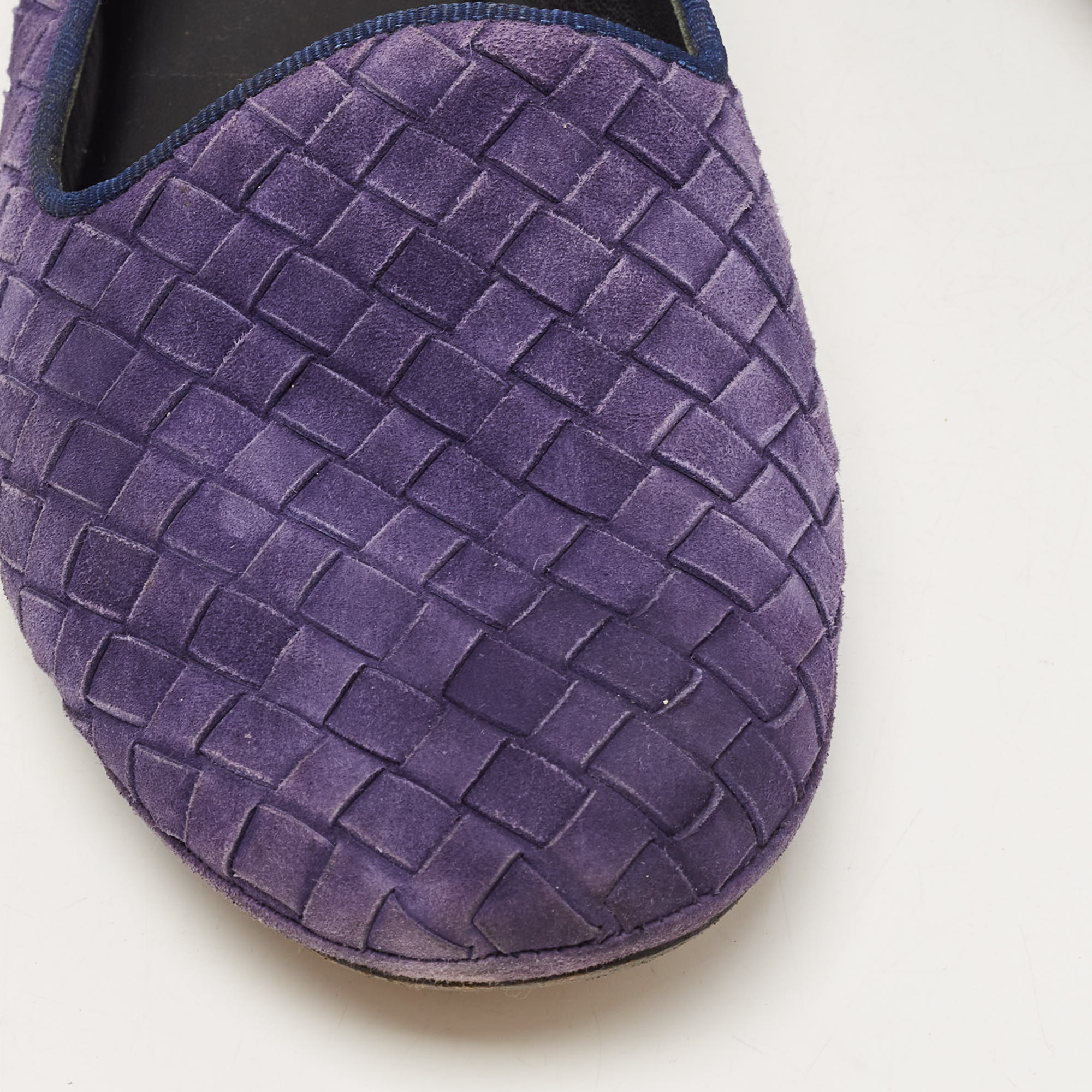 Bottega Veneta Purple Intrecciato Suede Smoking Slippers Size 39