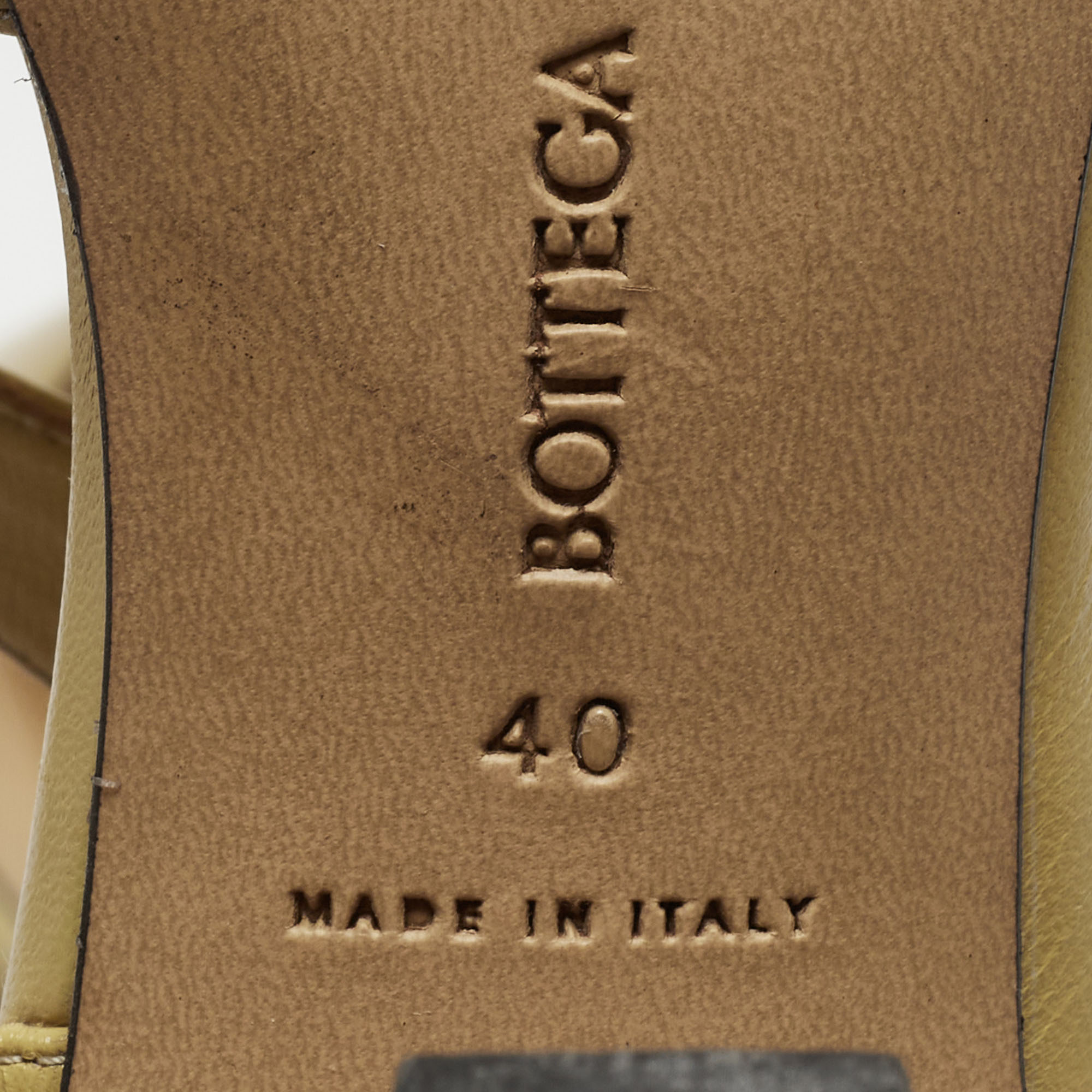 Bottega Veneta Green Leather Slides Size 40