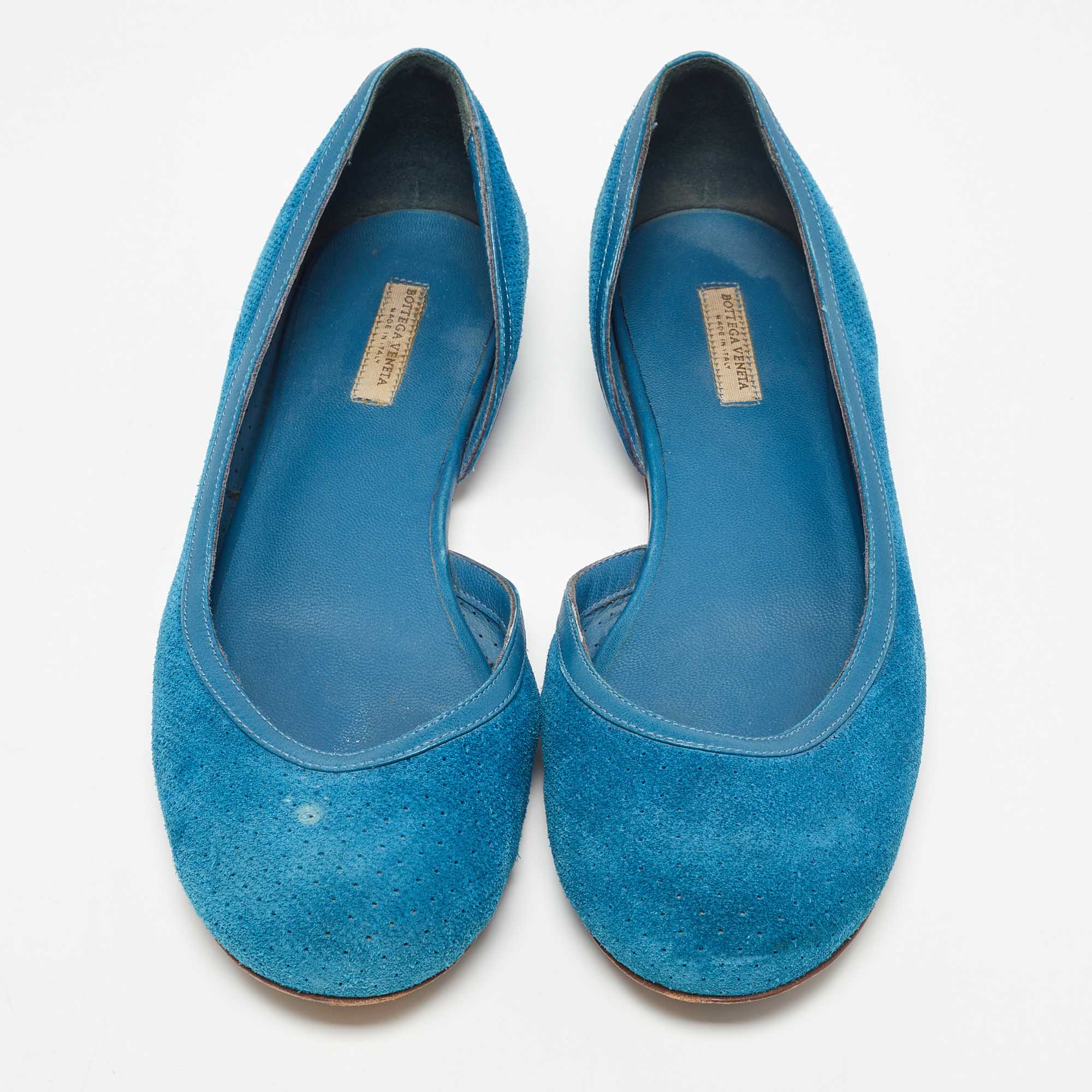 Bottega Veneta Blue Suede And Leather Ballet Flats Size 36.5