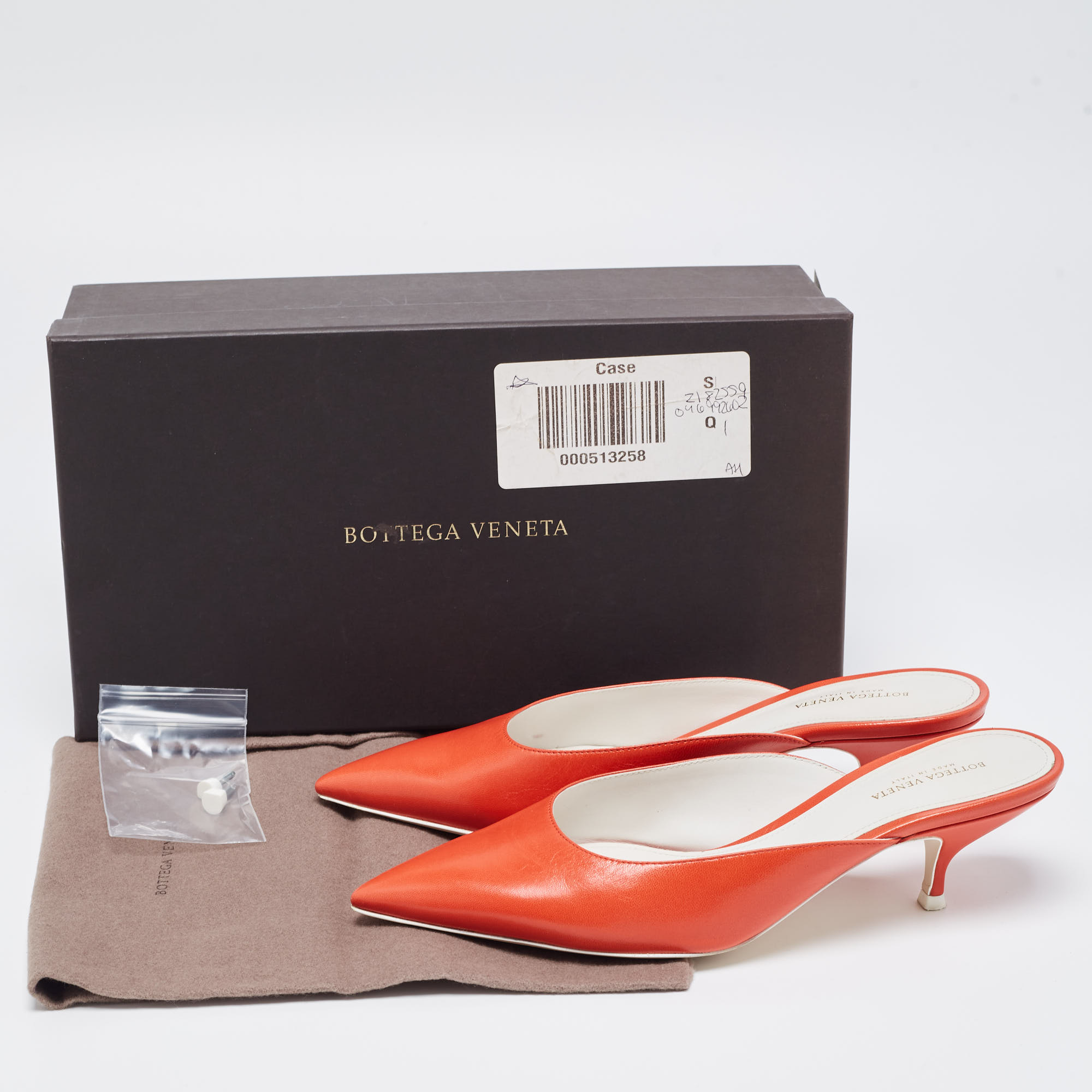 Bottega Veneta Orange Leather Mules Size 37