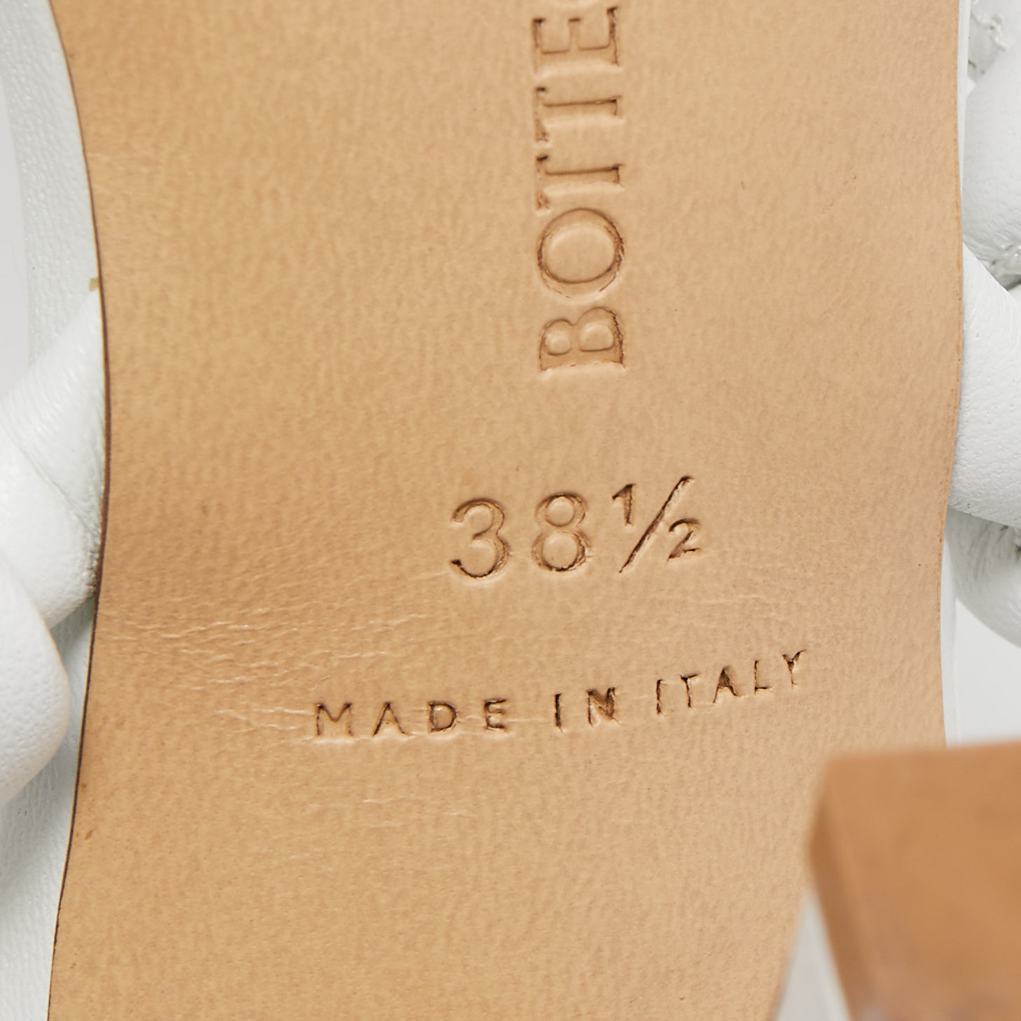 Bottega Veneta White Knotted Leather Slingback Ankle Strap Sandals Size 38.5