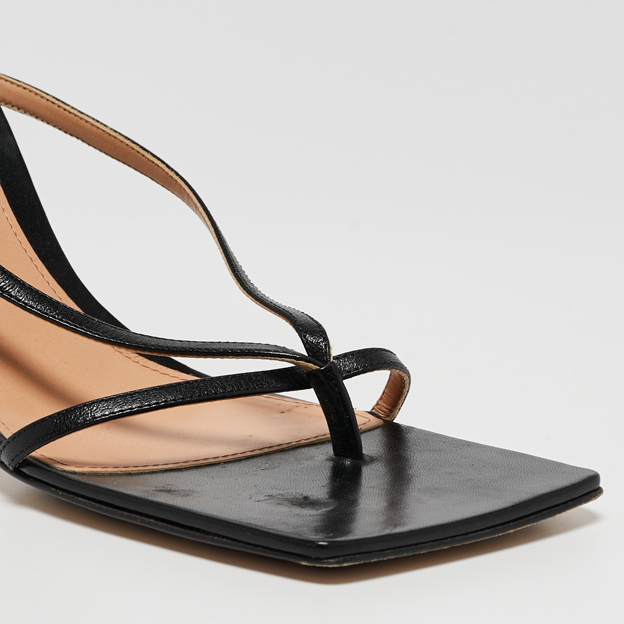 Bottega Veneta Black Leather Stretch Ankle Strap Sandals Size 40.5