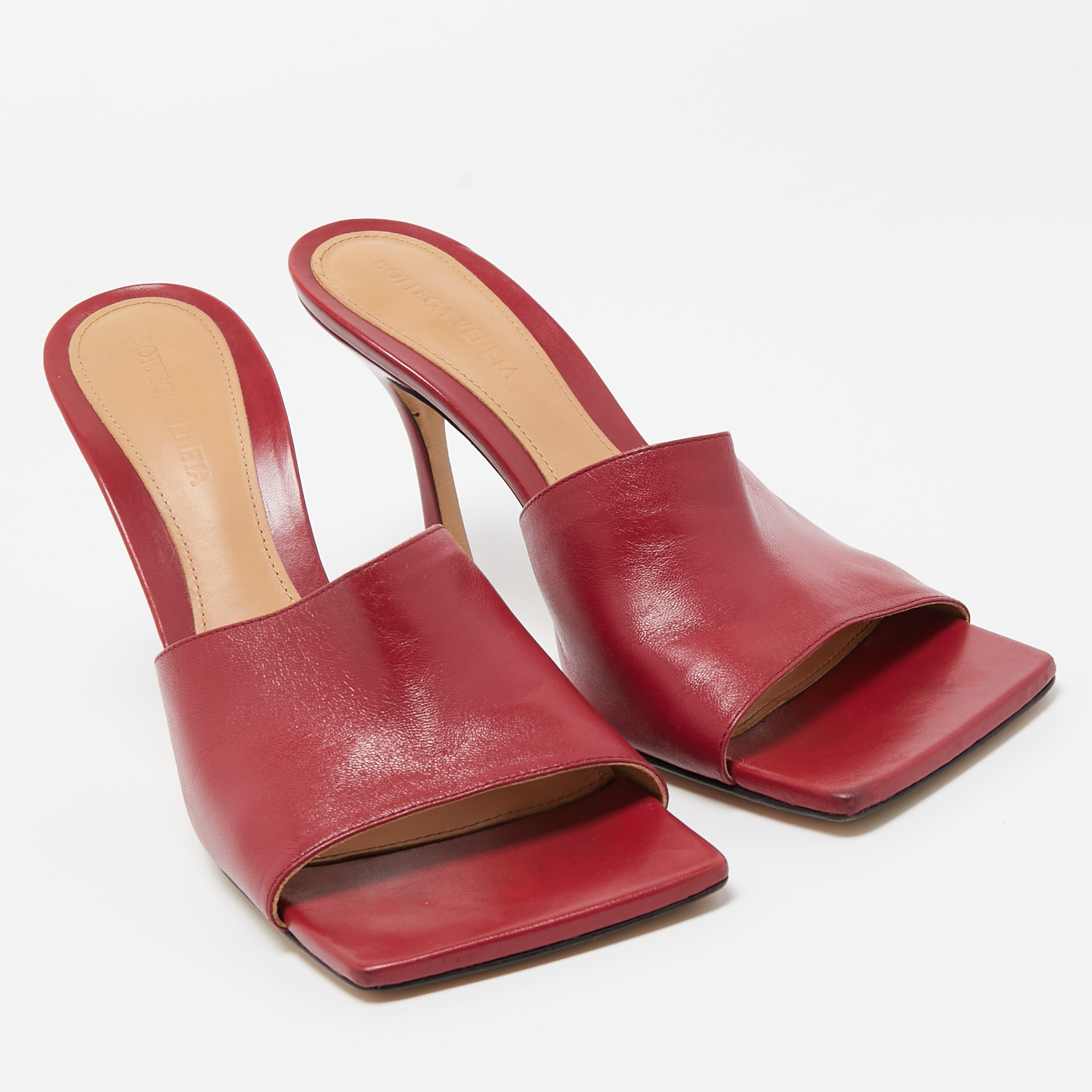 Bottega Veneta Red Leather Stretch Mules Size 39.5