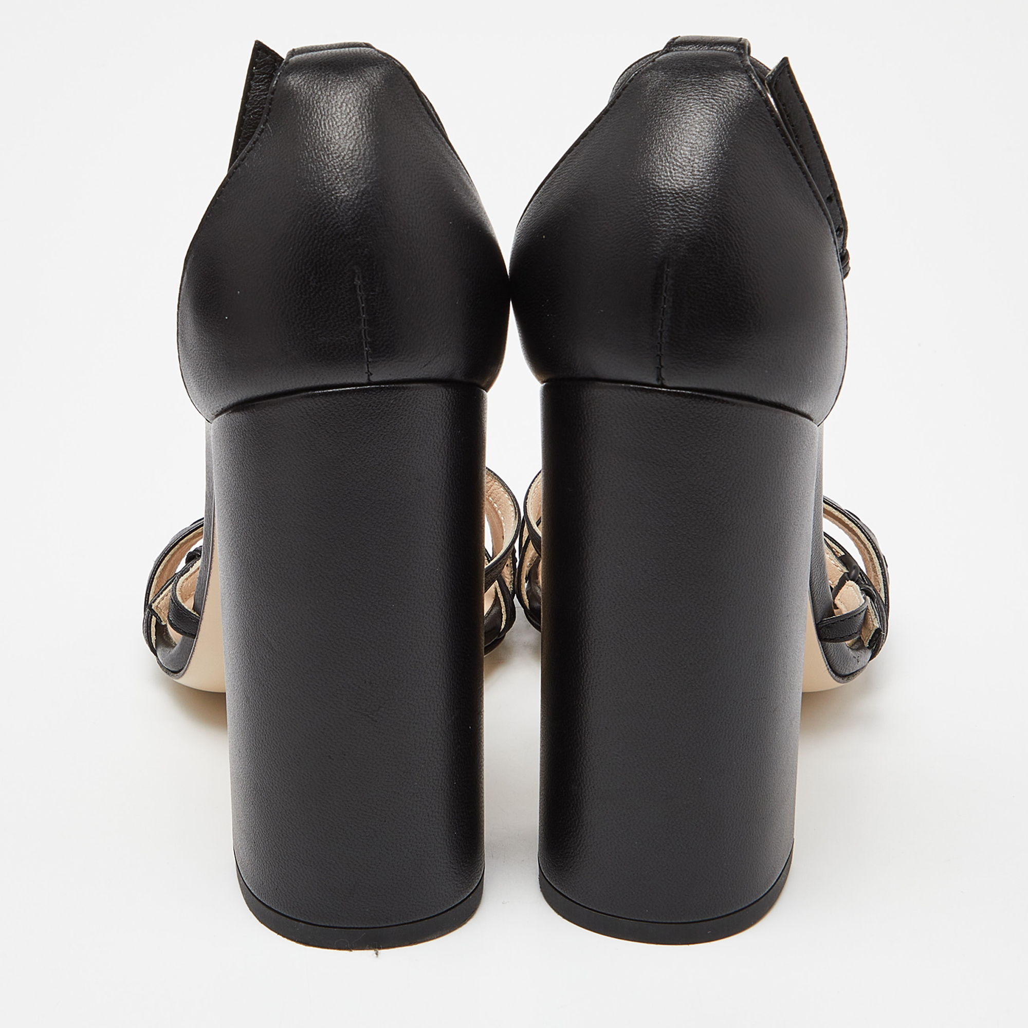 Bottega Veneta Black Intrecciato Leather Block Heel Sandals Size 38