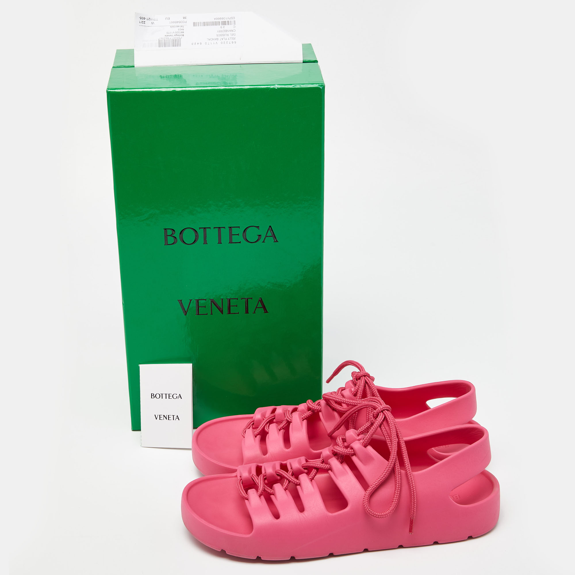 Bottega Veneta Pink Rubber Jelly Sandals Size 38