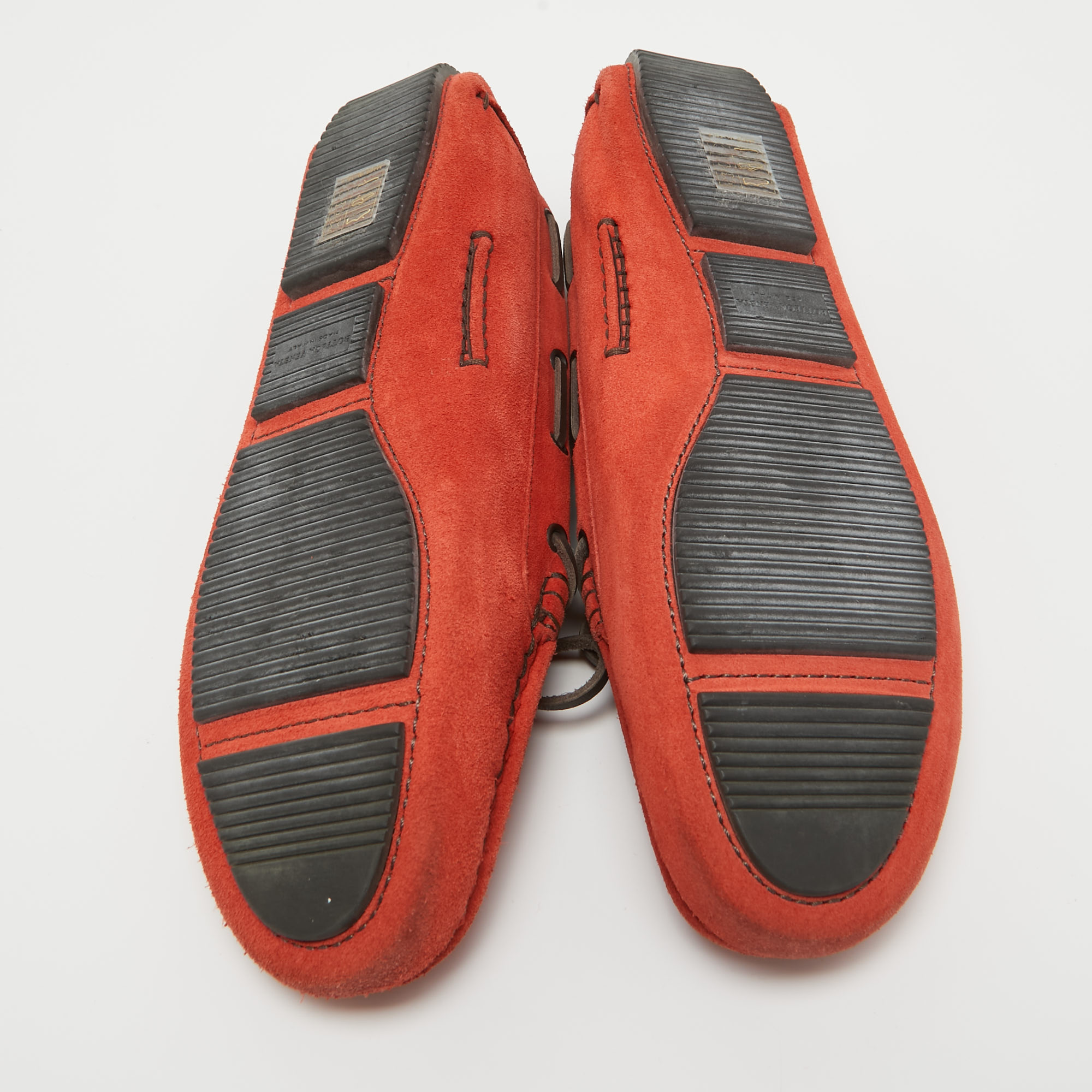 Bottega Veneta Orange Suede Bow Slip On Loafers Size 40.5