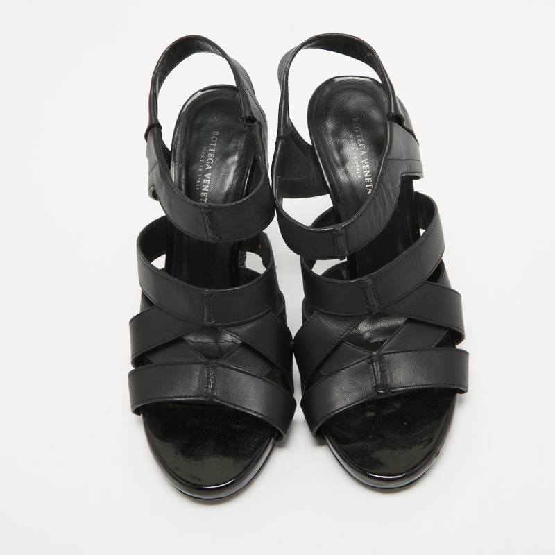 Bottega Veneta Black Leather Strappy Sandals Size 36
