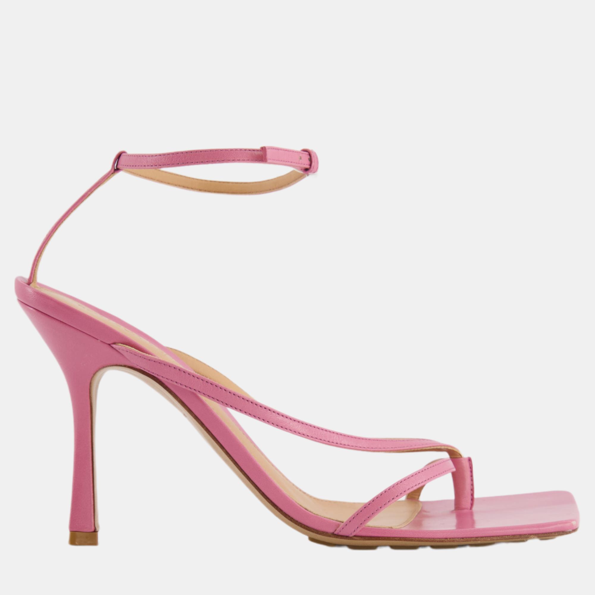 Bottega veneta pink stretch leather sandals size eu 40